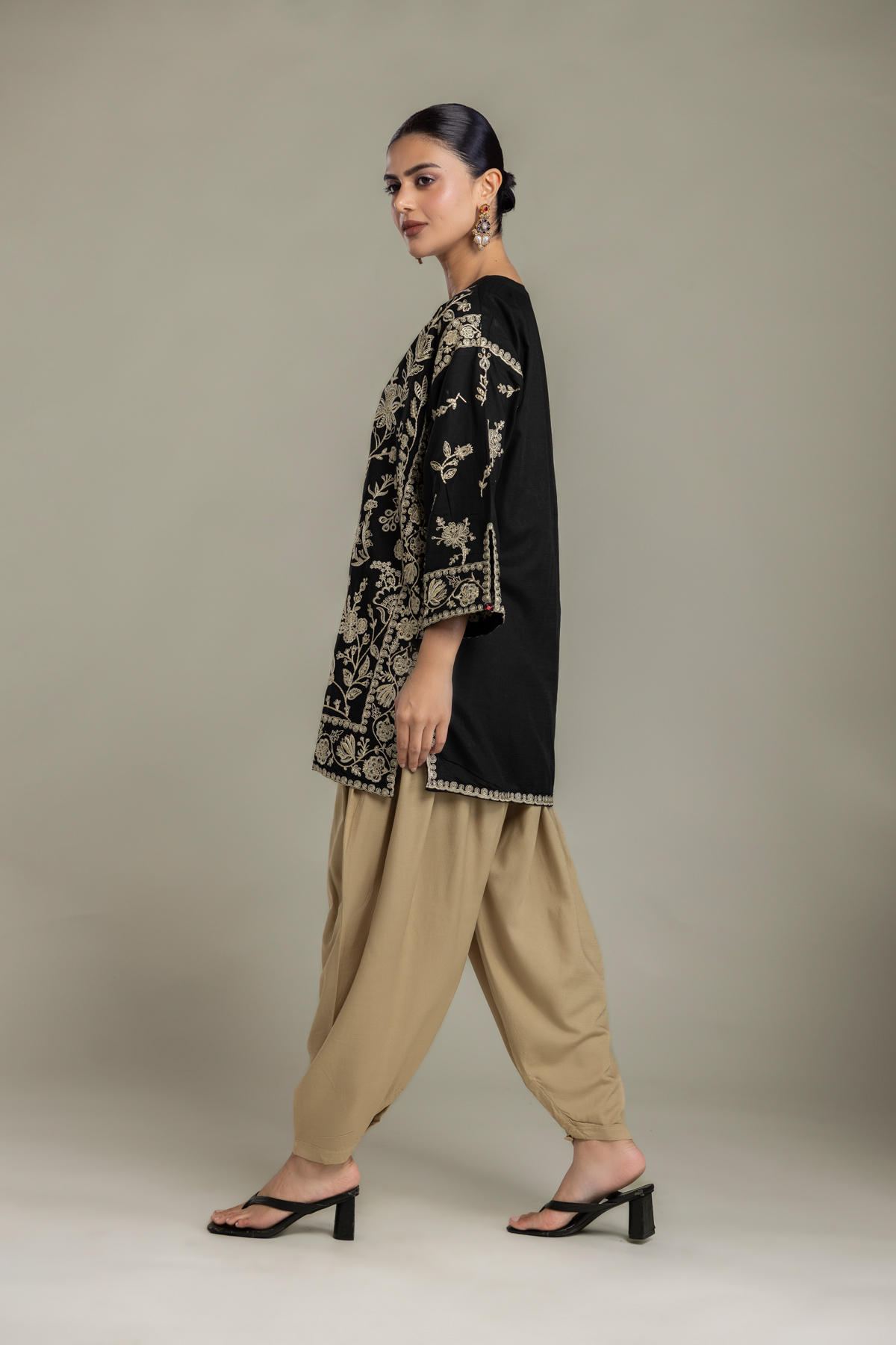 Dyed Raw Silk Beige Solid Shalwar - 2-26-418-A-B1-VG