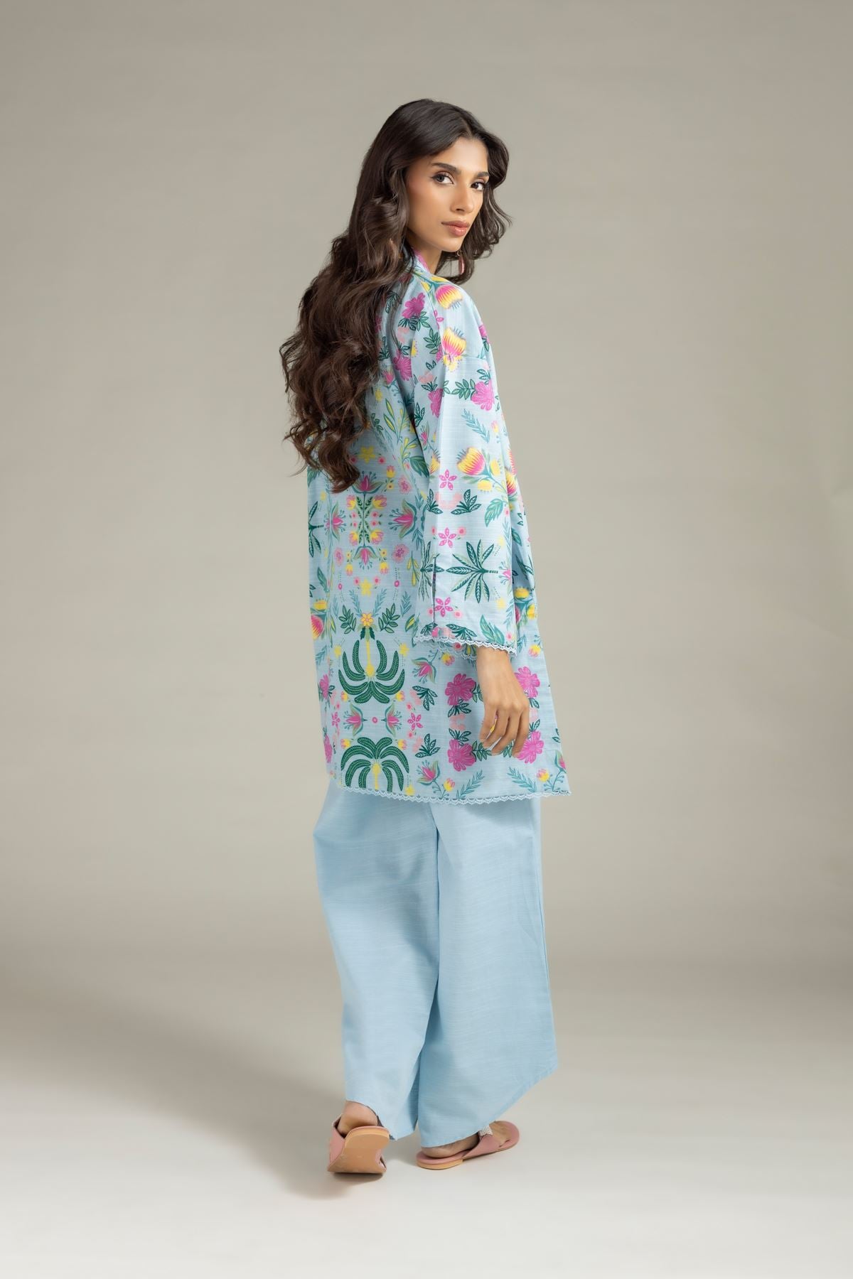 Printed Khaddar Kurta - 25-10-12E10-09TB-VG