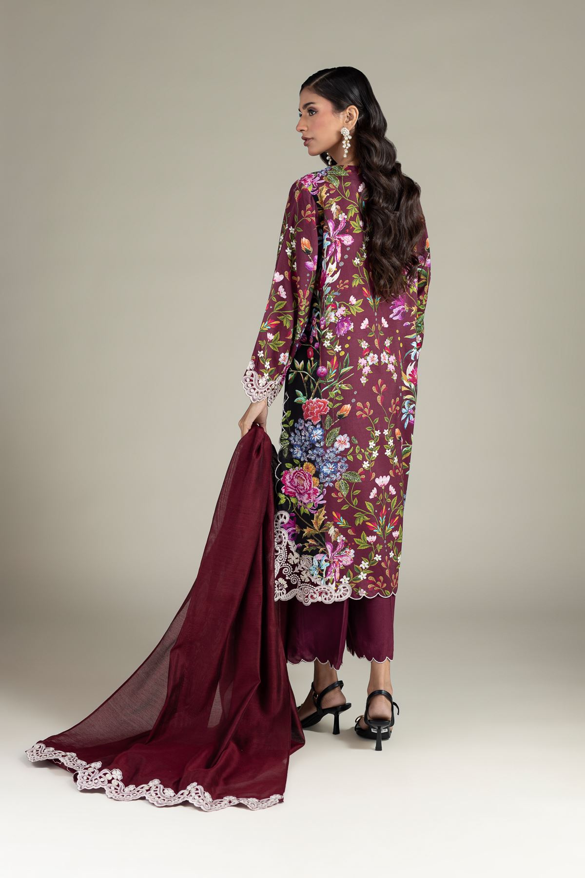 Embroidered Raw Silk Fabrics 3 Piece - A33-26-102FG-VG