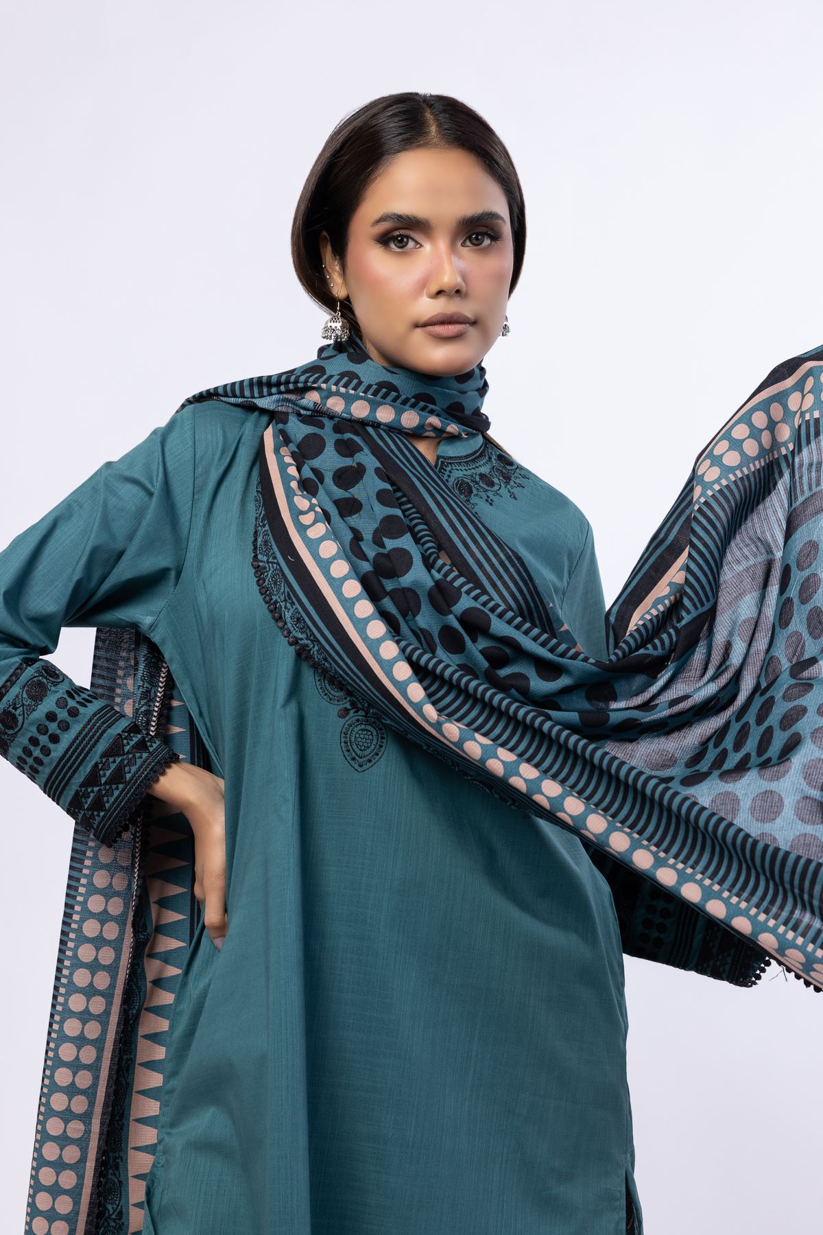 Printed Slub Lawn Dupatta - 25-07-7E5-07BB-VG