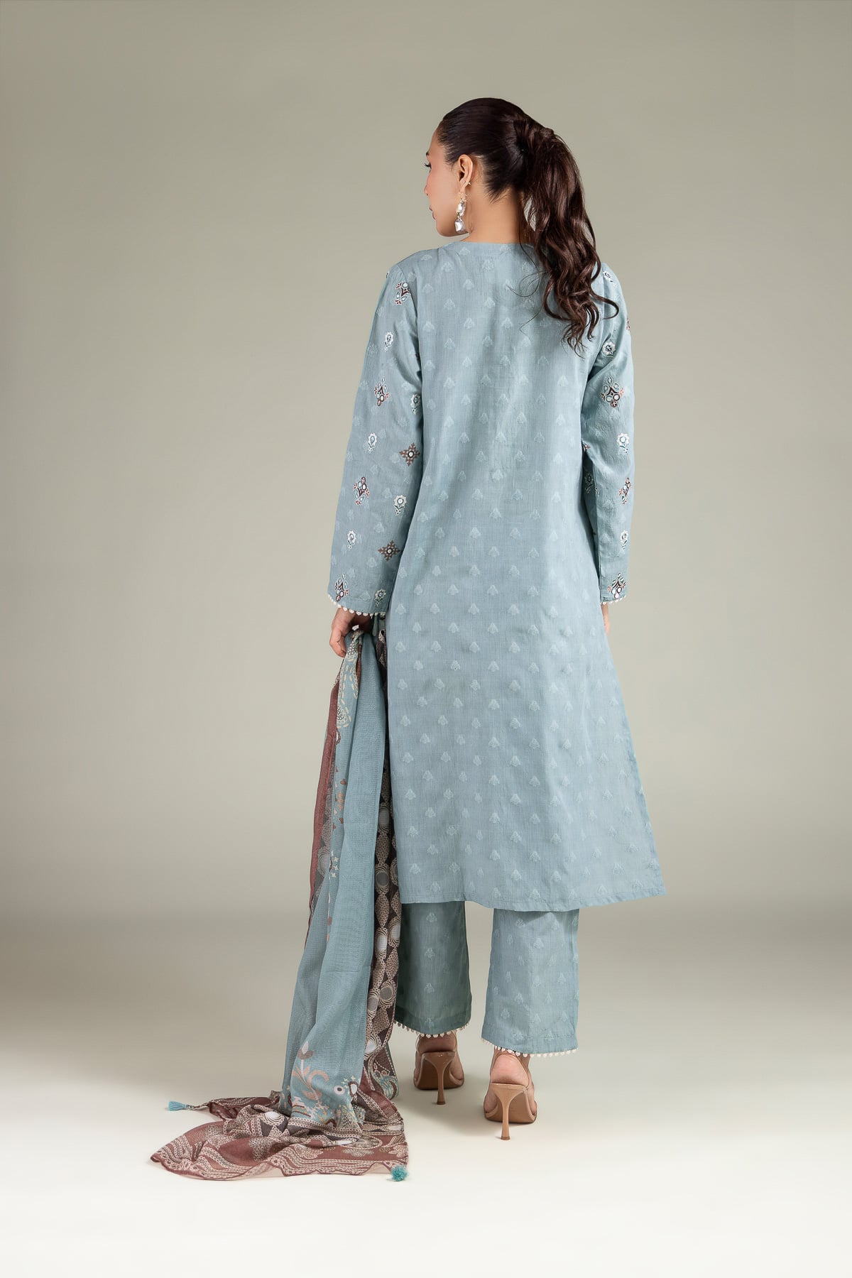 Embroidered Broshia Fabrics 3 Piece - 1-26-102-A-F-VG