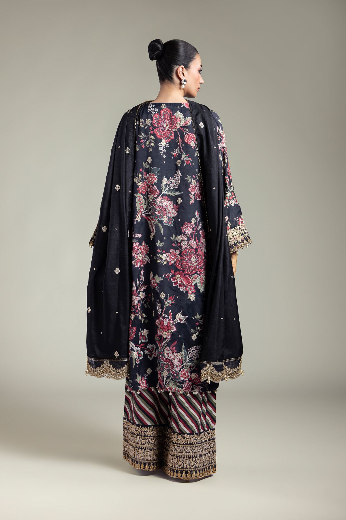 Embroidered Raw Silk 3-Piece Floral Set - T-A22-26-118FA1-VG