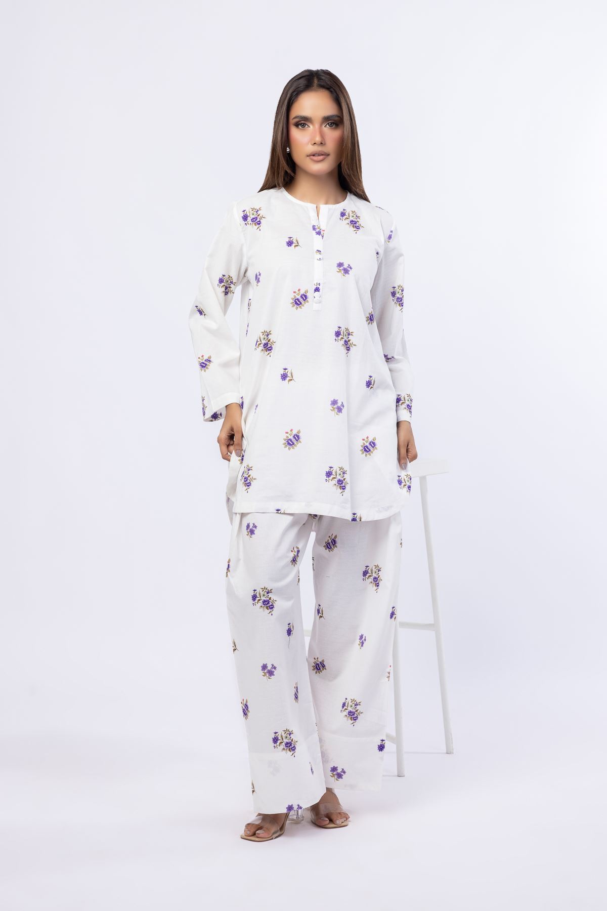 Printed Cotton Dobby Pants - 25-08-8E5-07TA-VG