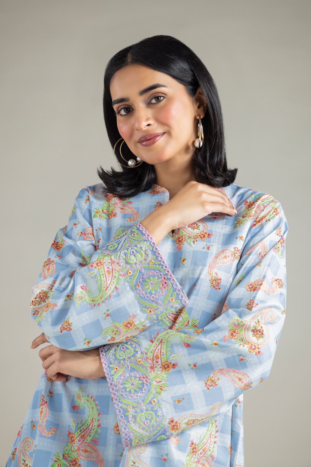 Embroidered Textured Lawn Fabrics 2 Piece | Top and Bottom - A112-26-120EA2-VG