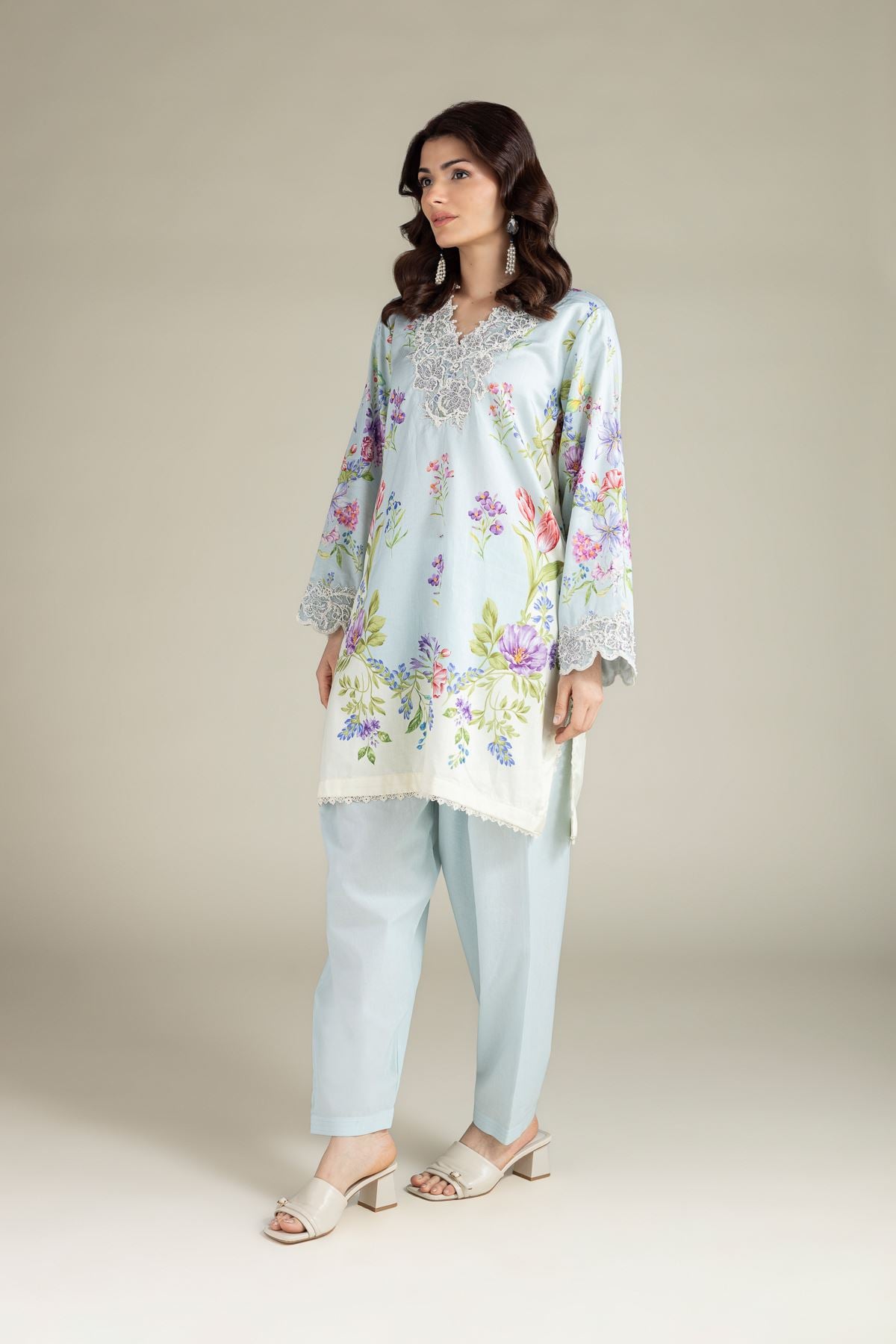Embroidered Satin Fabrics 2 Piece | Top and Bottom - A33-26-111FD2-VG