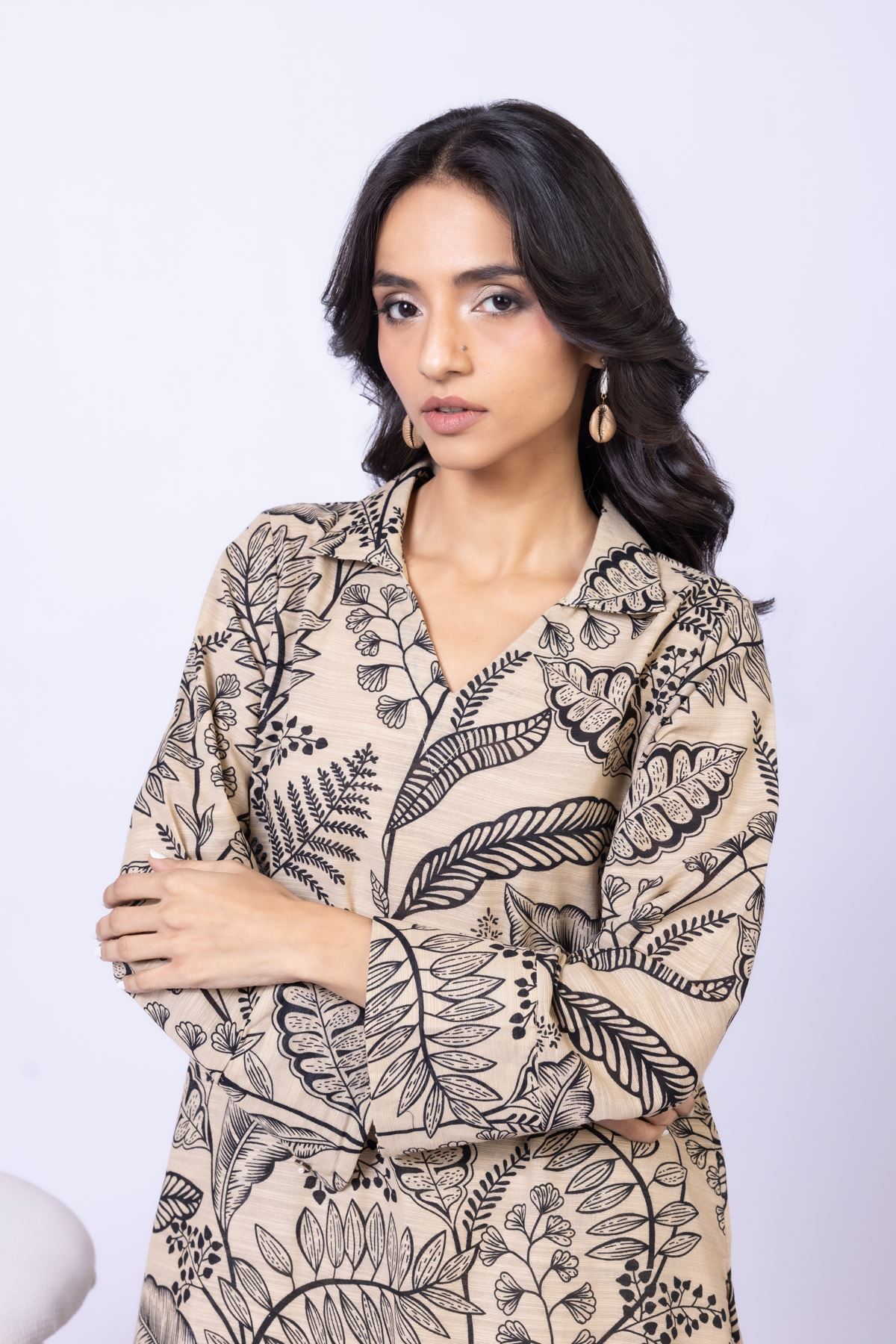 Printed Textured Cotton Kurta - 25-10-11E6-08TA-VG