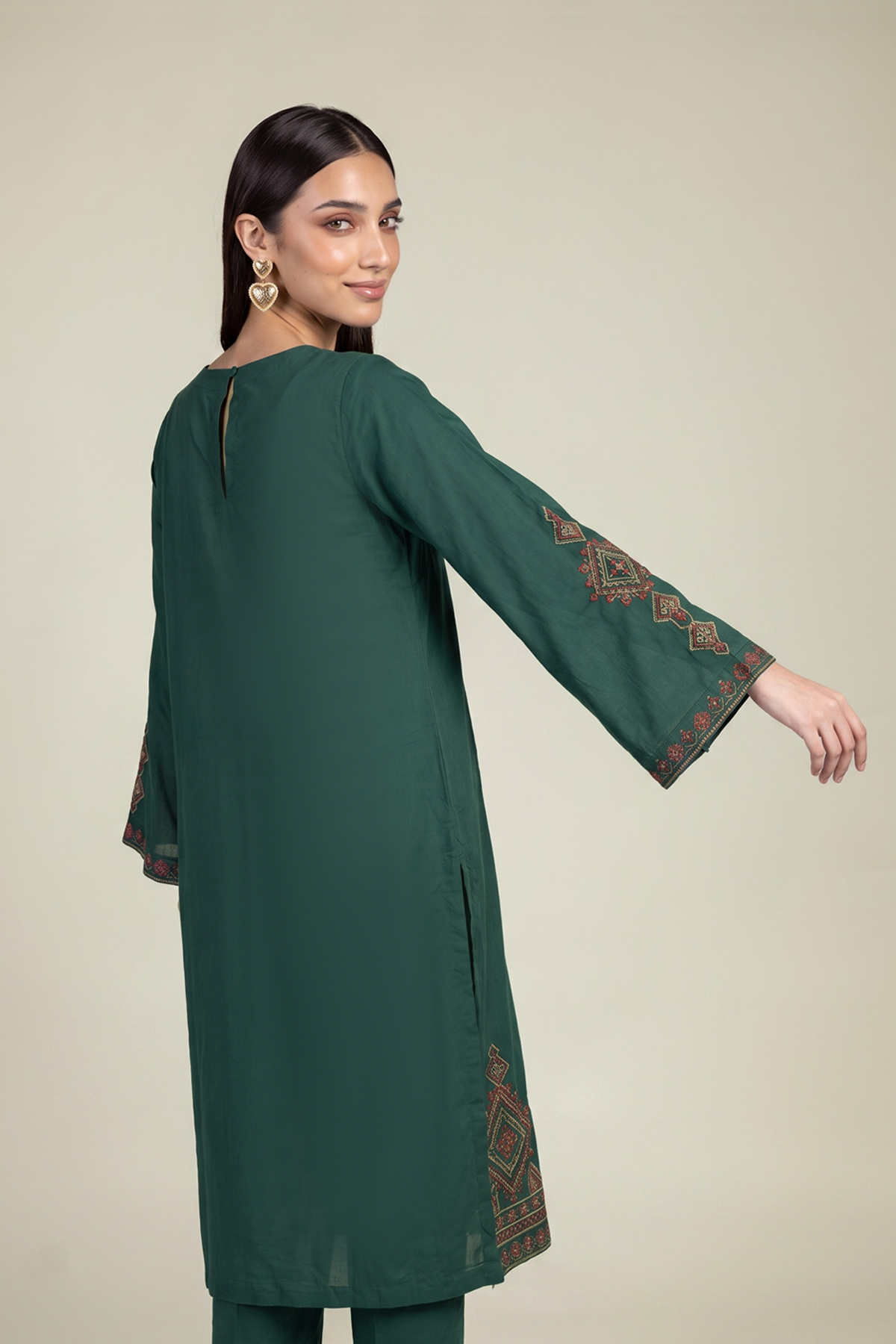 Embroidered Cambric Green Cambric Kurta - B1-2-26-106-A-C-VG
