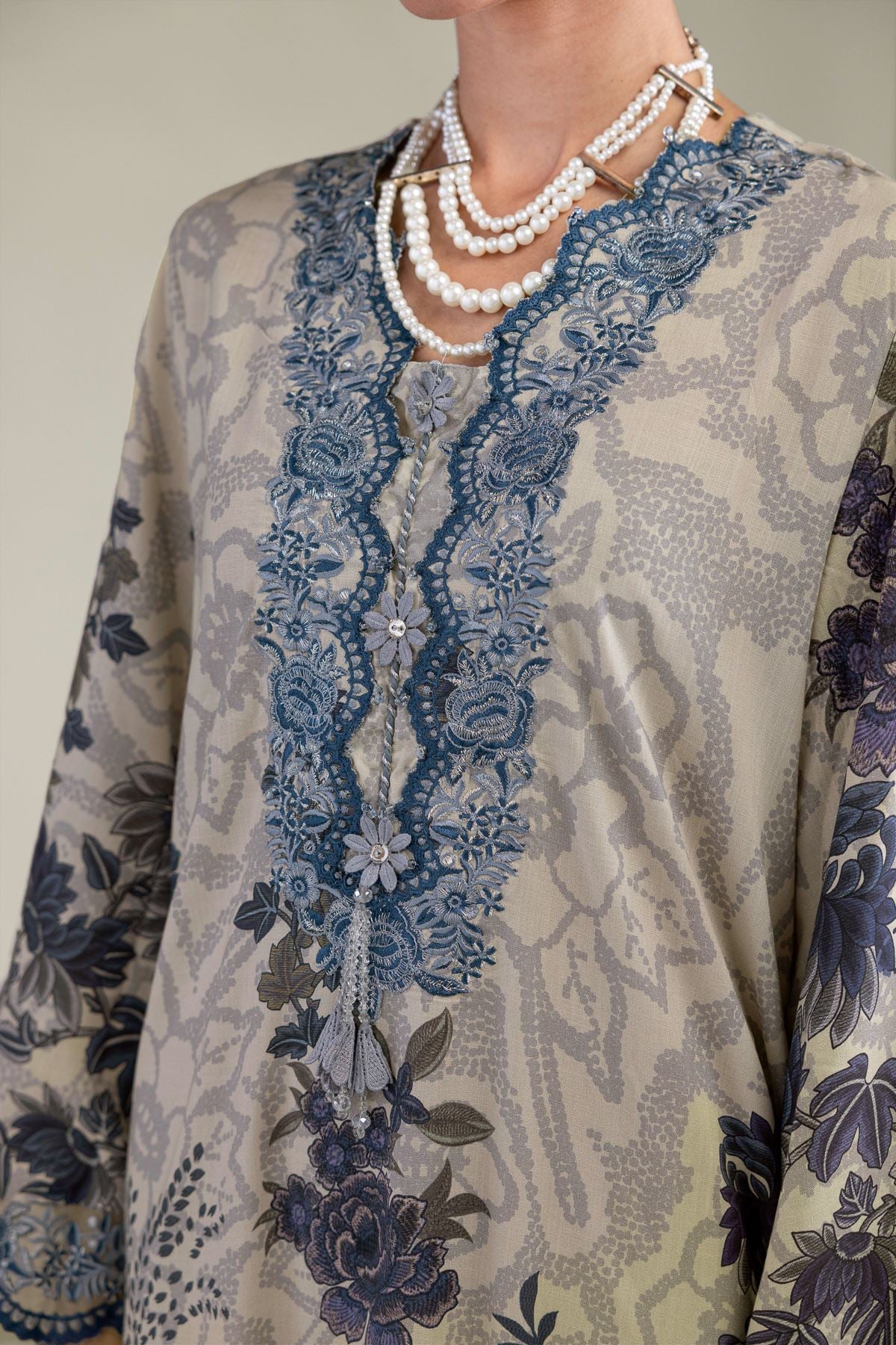 Embroidered Raw Silk Floral Silk Kurta - 2-26-202-A-B-VG