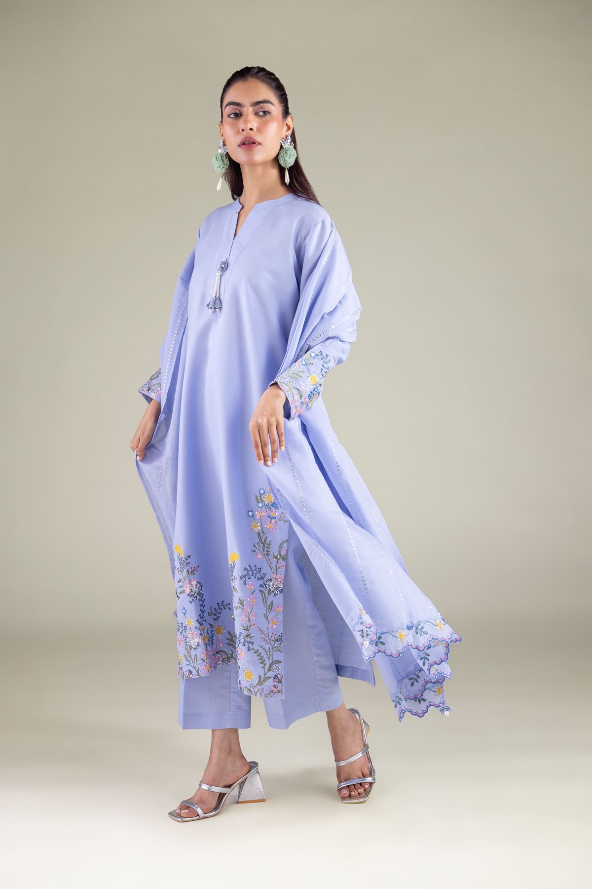 Embroidered Mesuri Floral Summer Dupatta - 2-26-104-A-E-VG