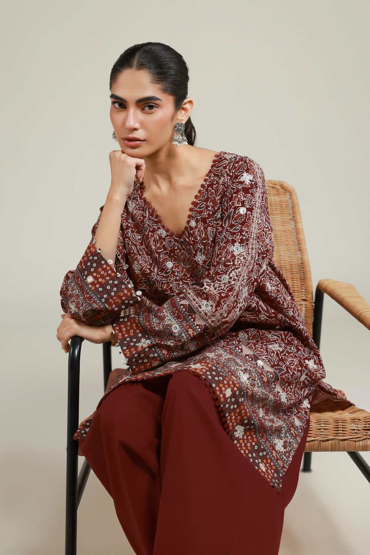 Embroidered Messuri Fabrics 2 Piece | Top and Bottom - A112-26-107EC1-VG