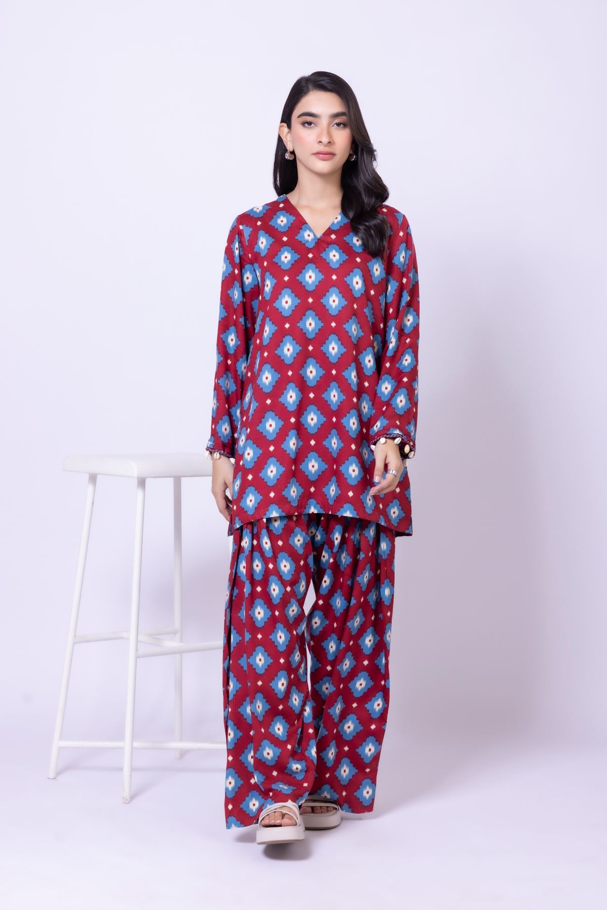 Printed Viscose Silk Pants - 25-09-10E1-05TB-VG
