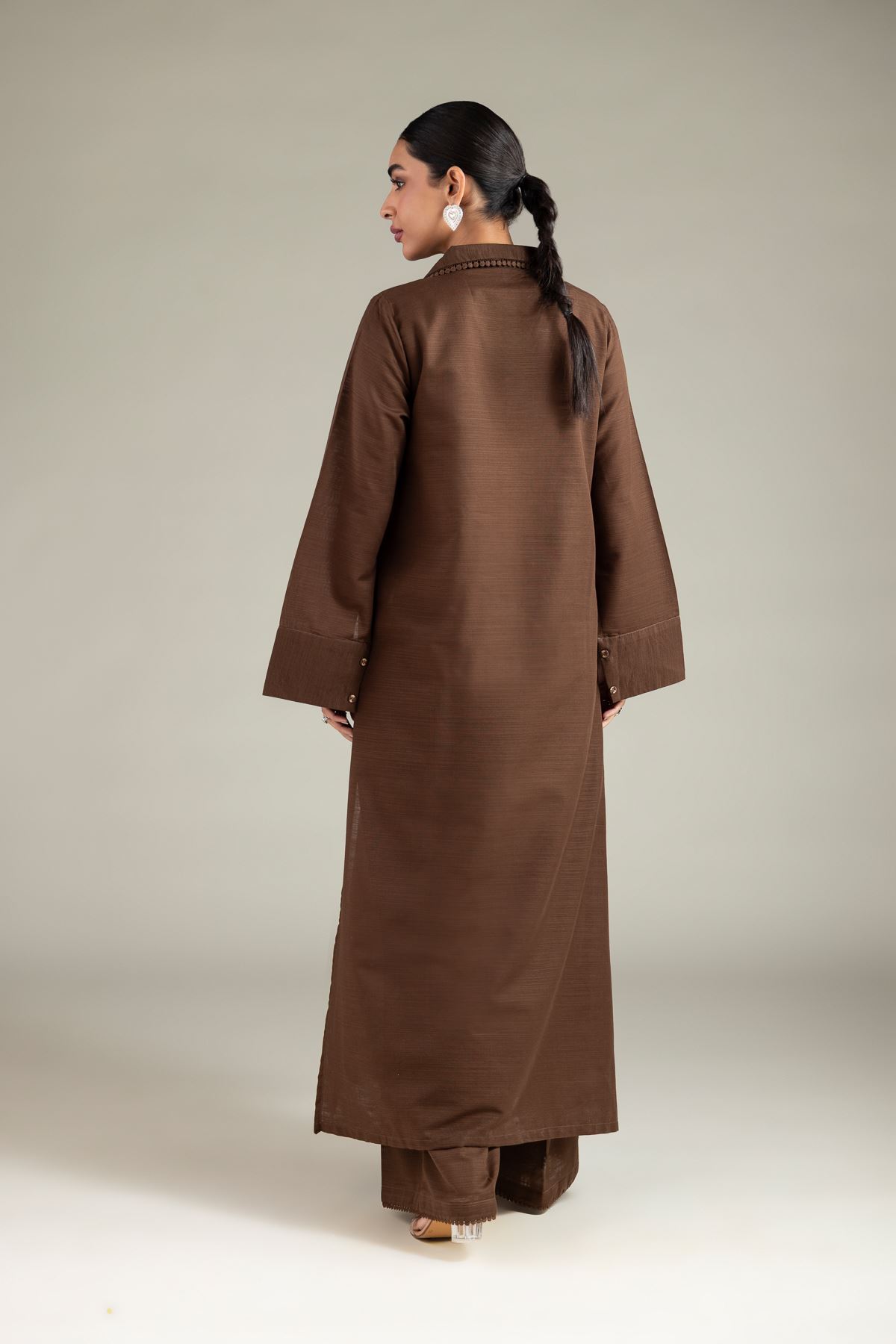 Dyed Textured Cotton Wing Collar Kurta - 1-26-109-A-I-VG