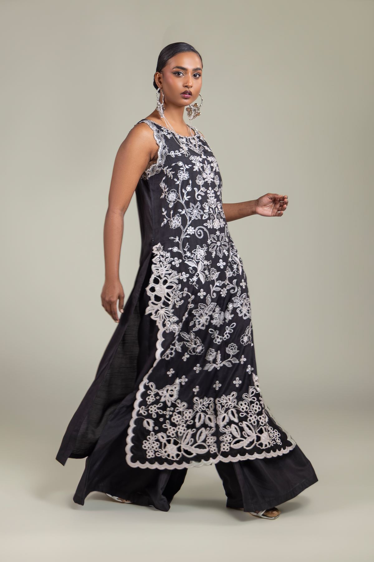 Raw Silk Black Co-ord Set - 1-26-140-A-H-VG
