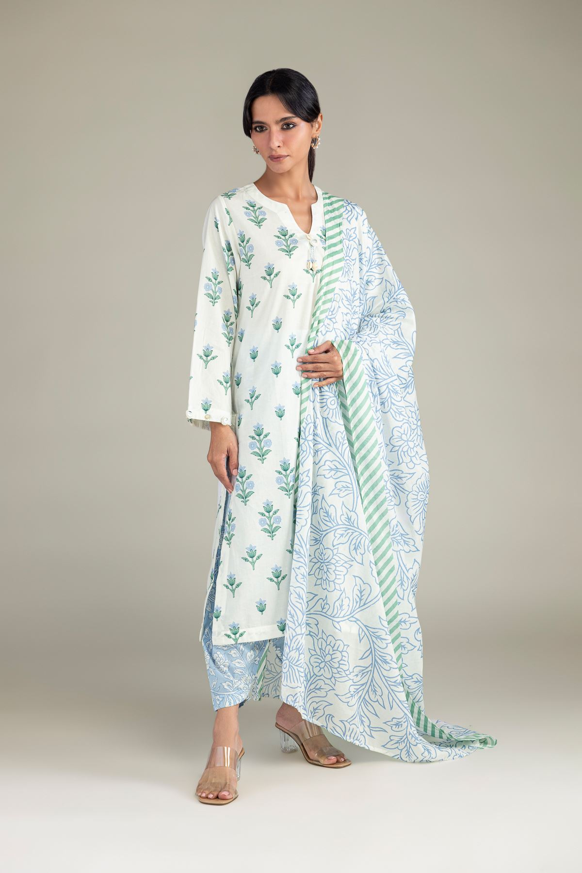 Cambric Floral Cambric Shalwar - 2-26-303-B-F1-VG