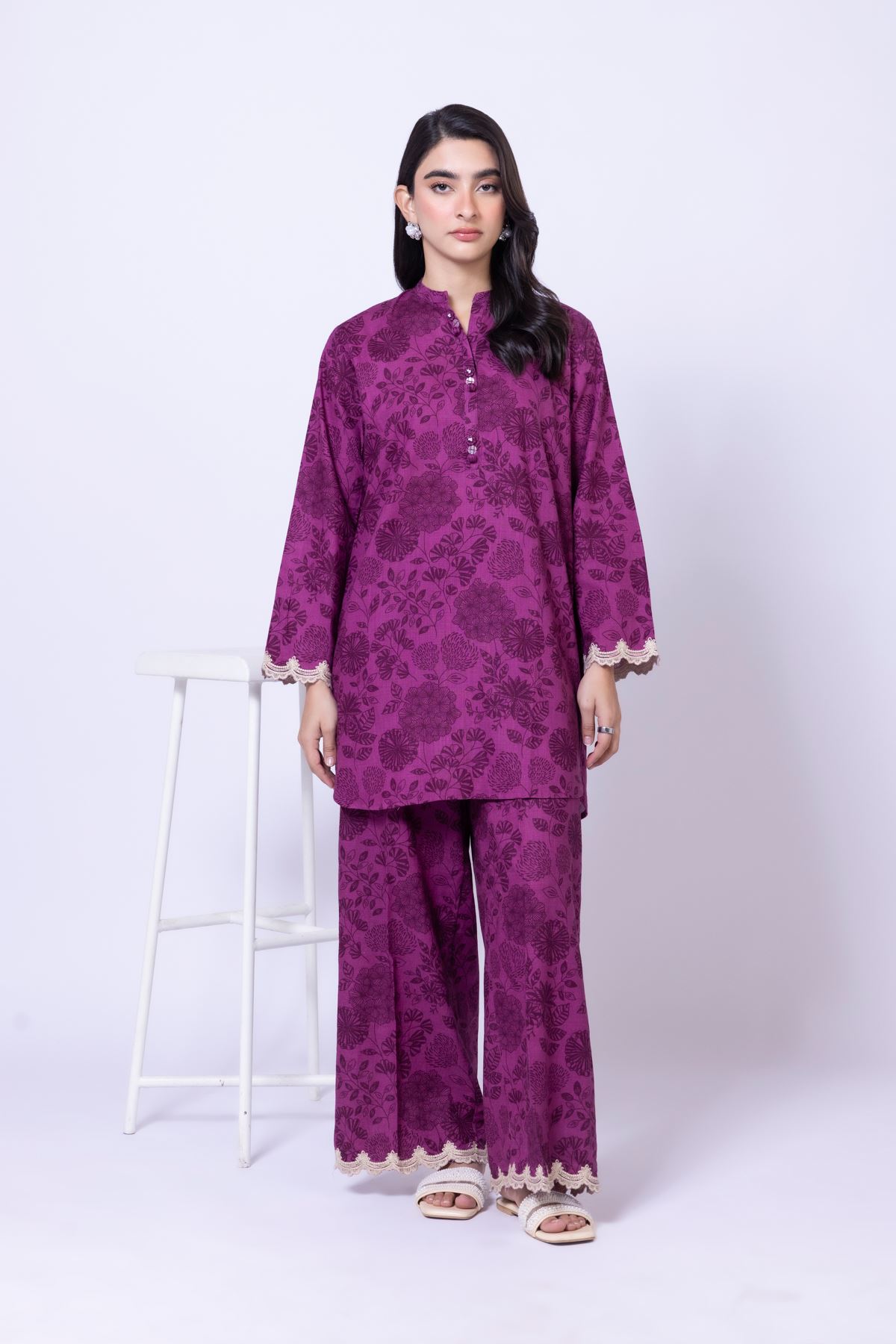 Embroidered Heavy Textured Cotton Kurta - 25-09-11E3-07TA-VG