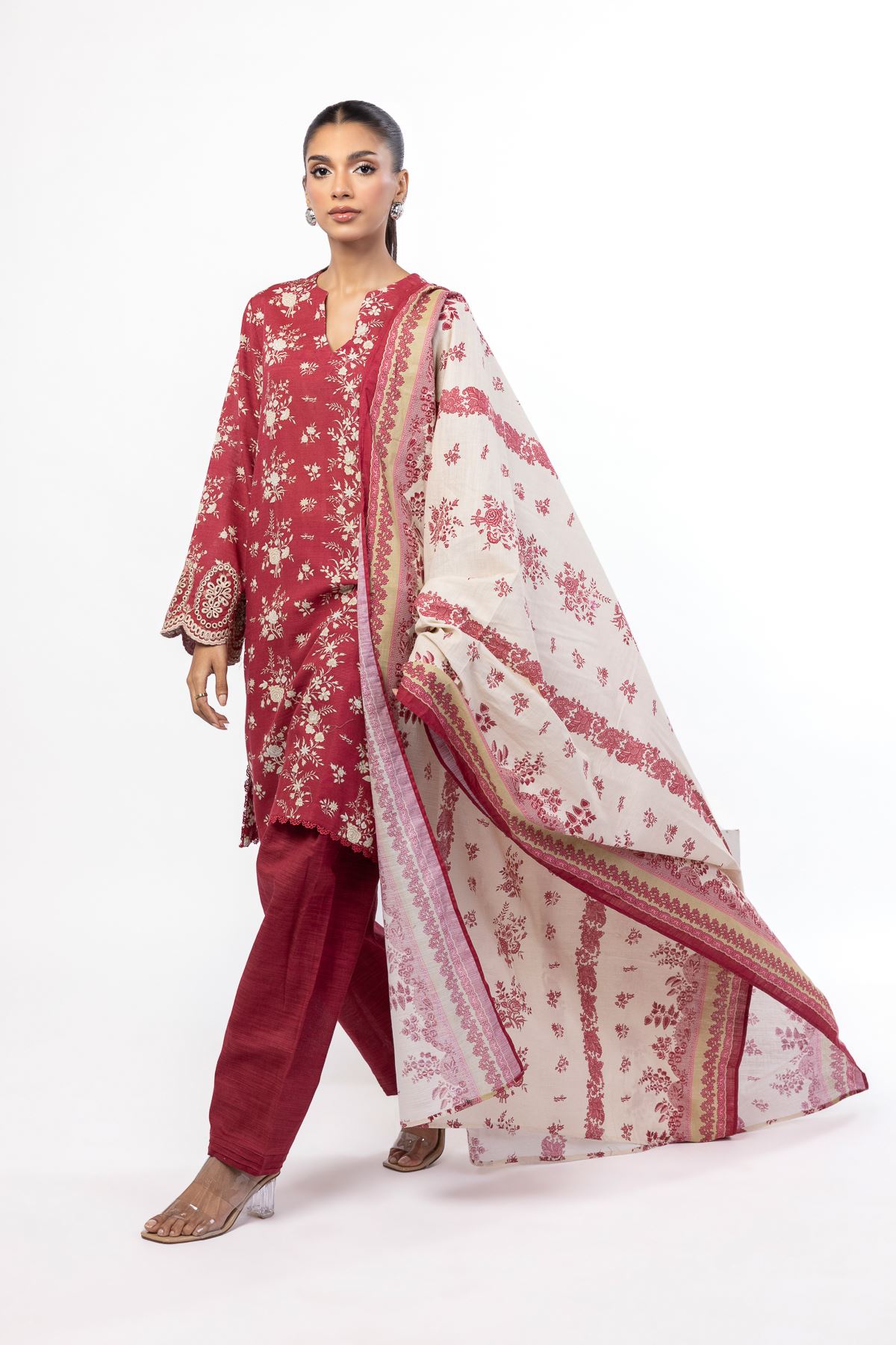 Embroidered Khaddar Tailored 3 Piece - KN23AST-VG