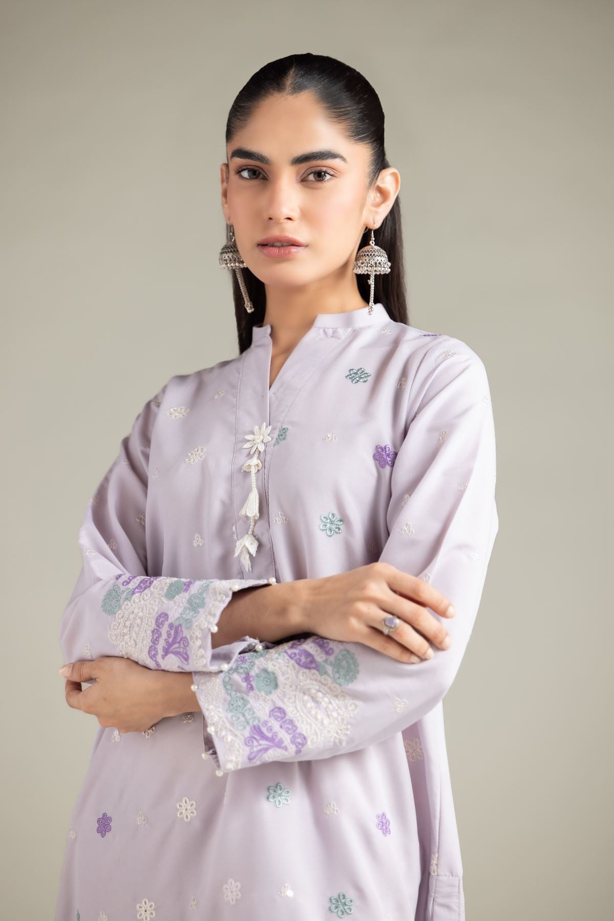 Embroidered Blended Cambric Kurta - 1-26-108-A-F-VG