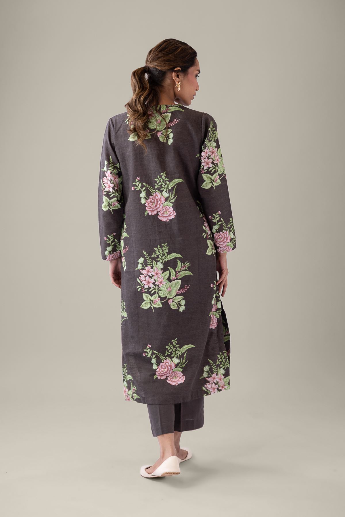 Printed Khaddar Kurta - 25-09-12E2-02TA-VG