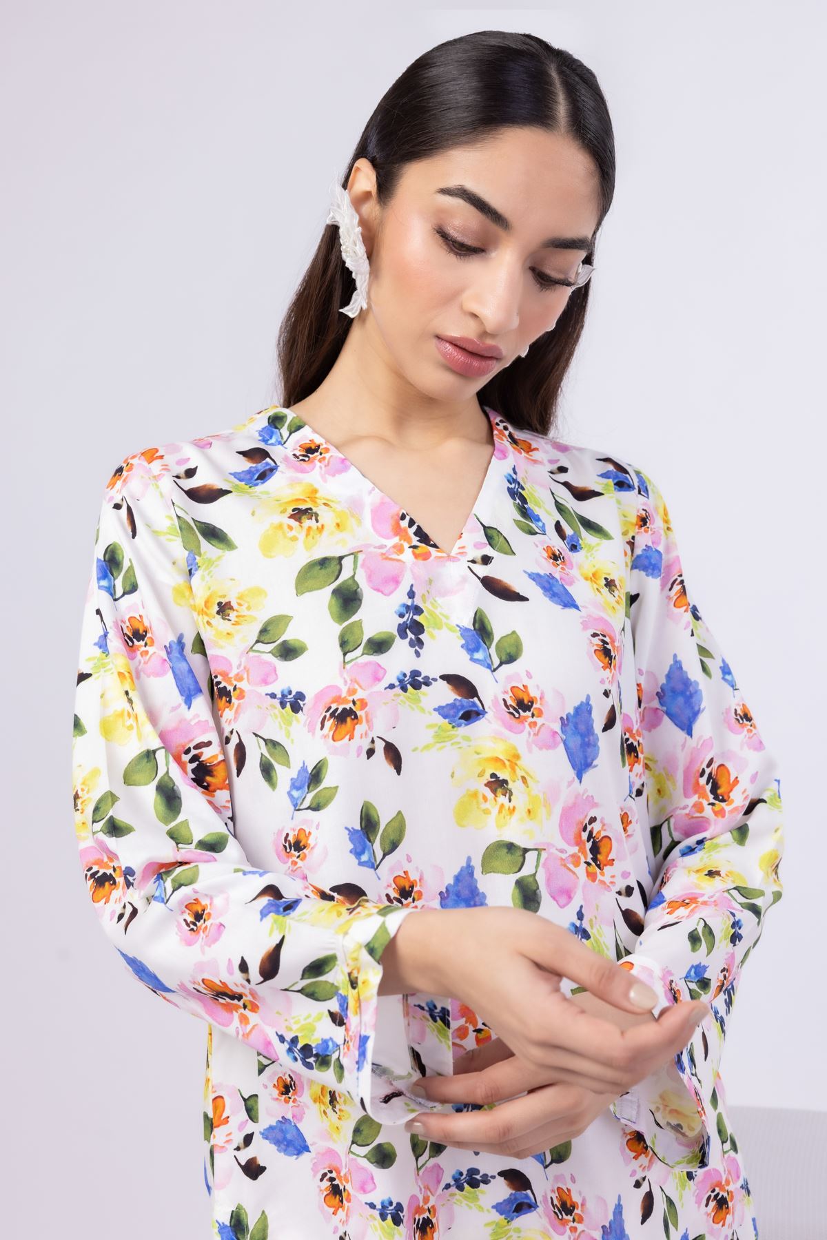 Printed Viscose Plain Weave Kurta - 25-09-10E2-12TA-VG