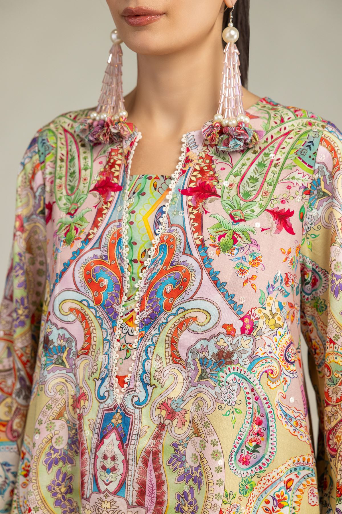 Embroidered Raw Silk Silk Floral Kurta - 2-26-212-A-H1-VG