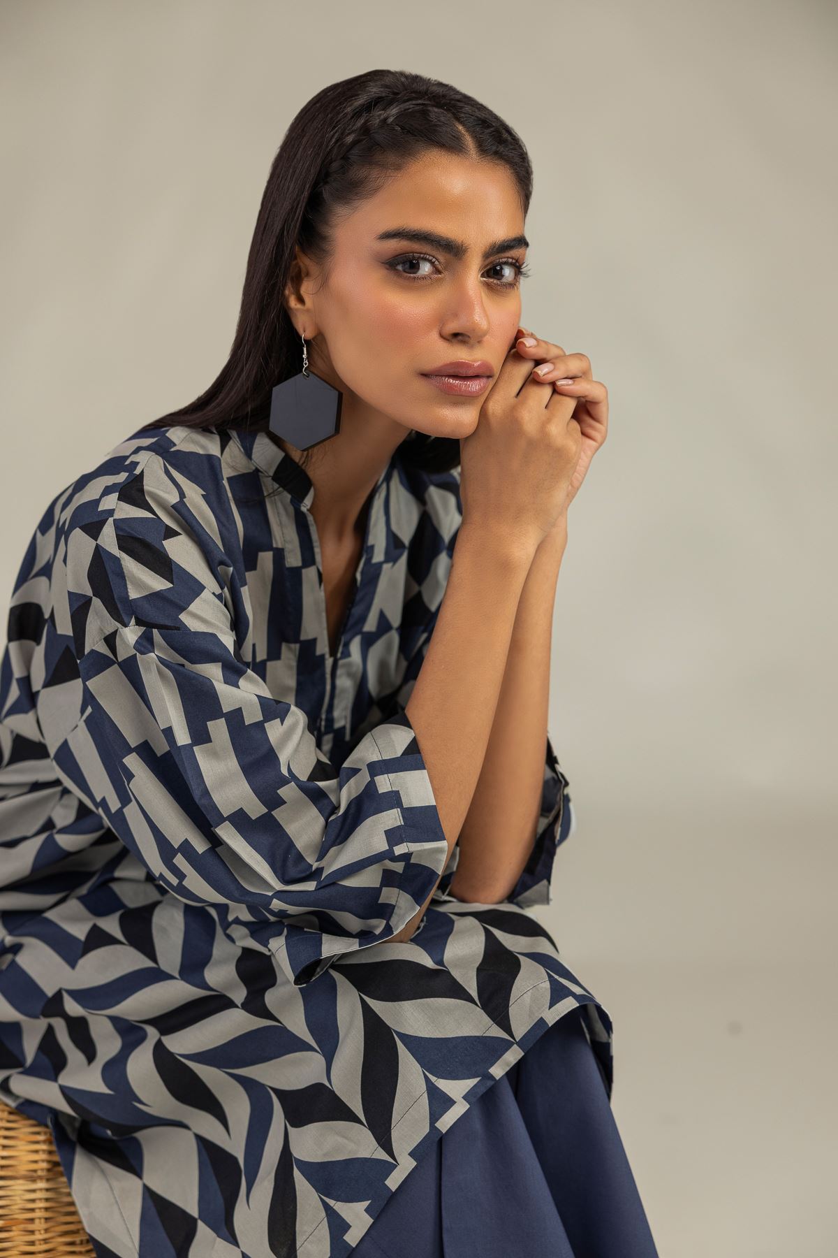 Printed Cambric Long Cambric Kurta - 1-26-102-A-F-VG