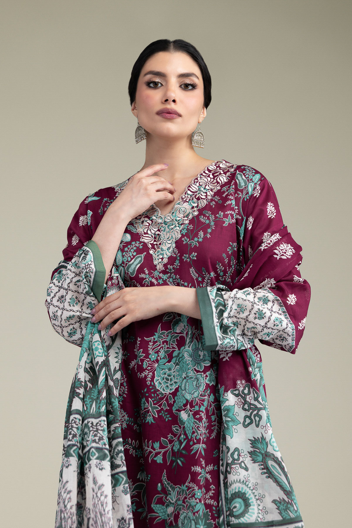 Embroidered Lawn Fabrics 3 Piece - 2-26-308-A-B1-VG
