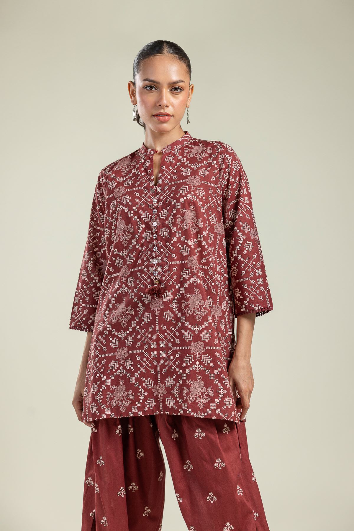 Printed Cambric Short Cambric Kurta - 1-26-208-A-H2-VG
