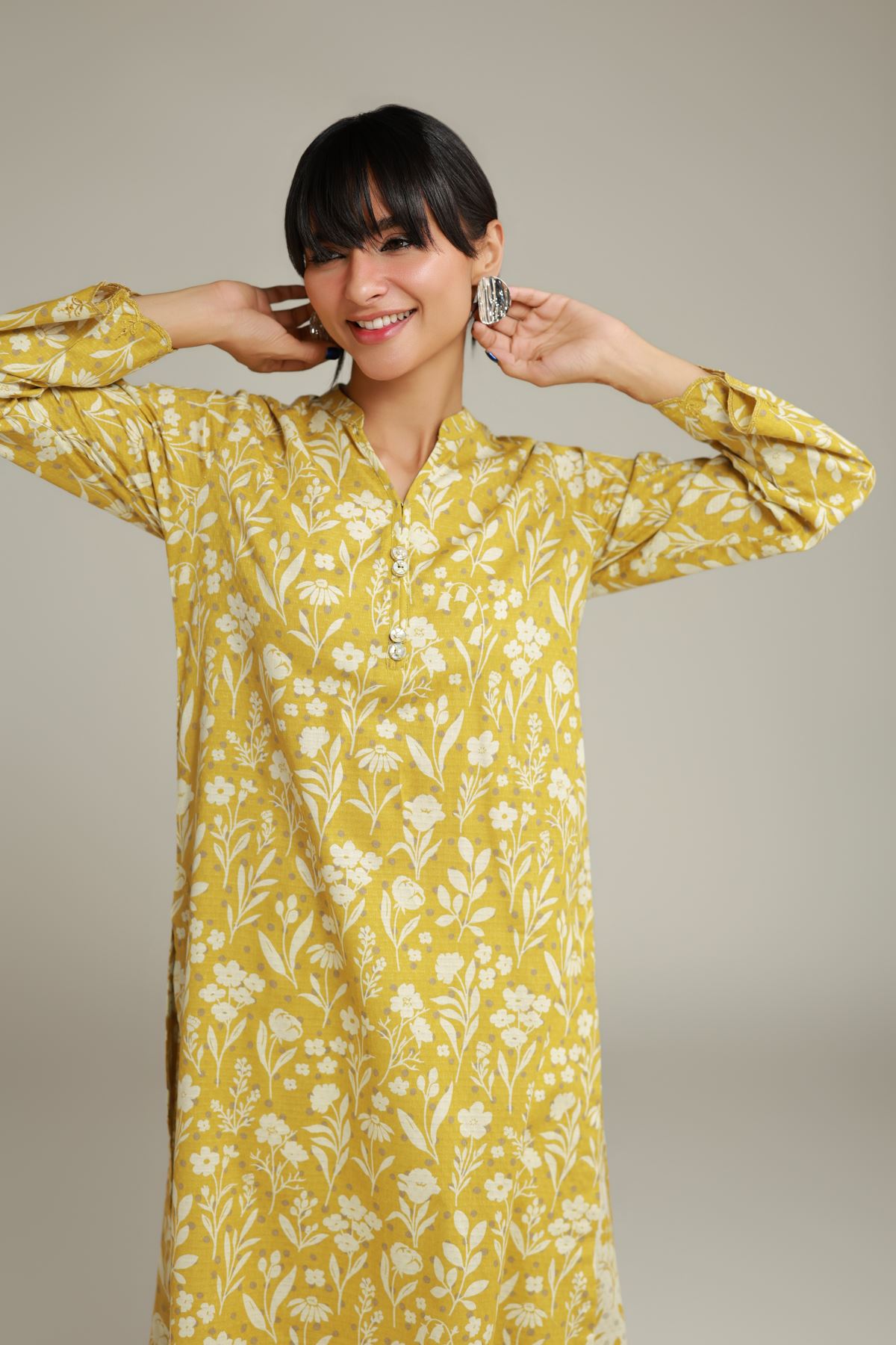 Embroidered Cotton Dobby Long Cotton Kurta - 12-26-115-F-E-VG