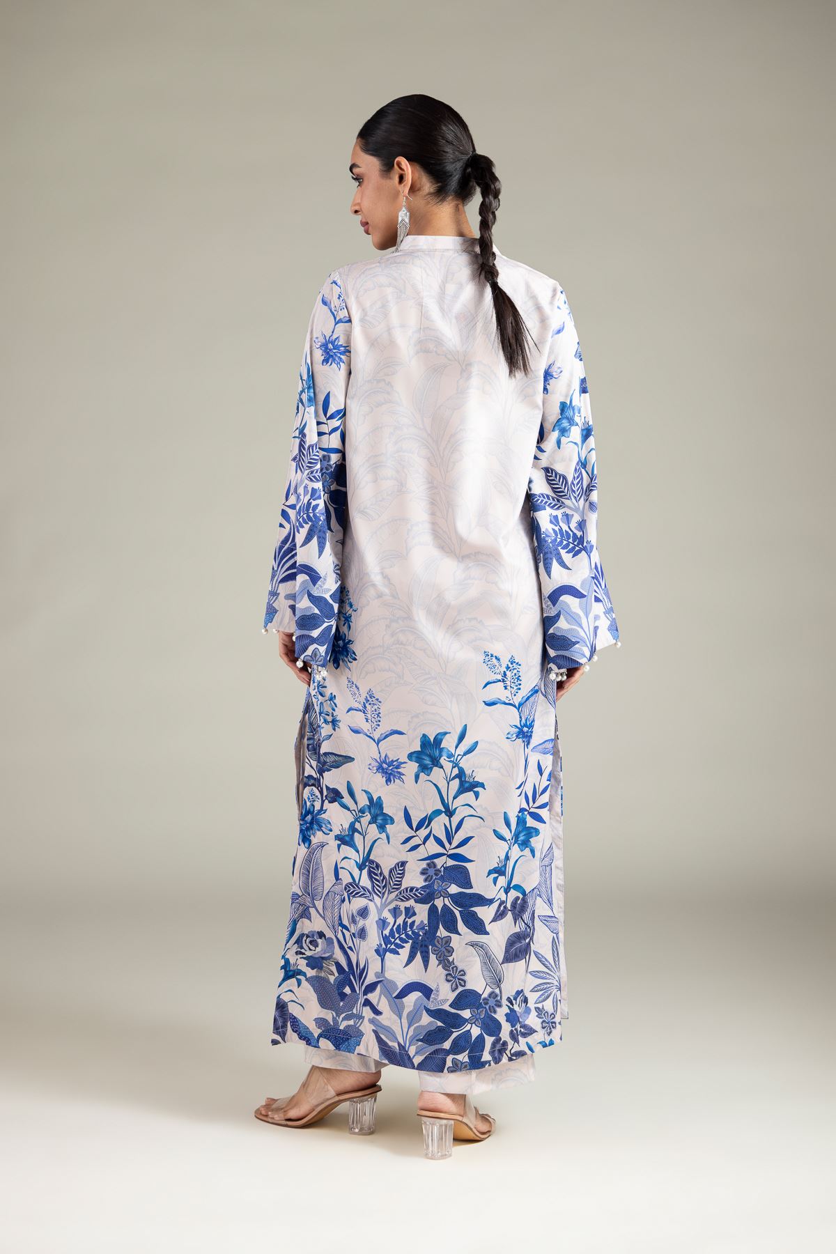 Printed Polyester Silk Kurta - 1-26-105-A-E-VG