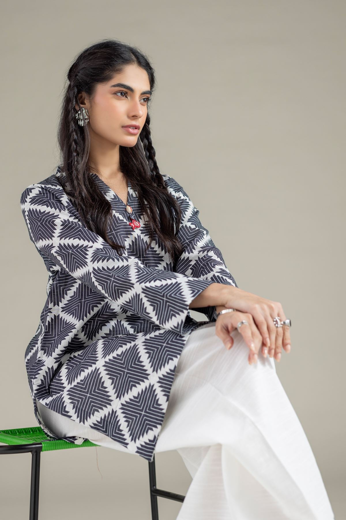 Printed Khaddar Kurta - 25-09-12E2-01TA-VG