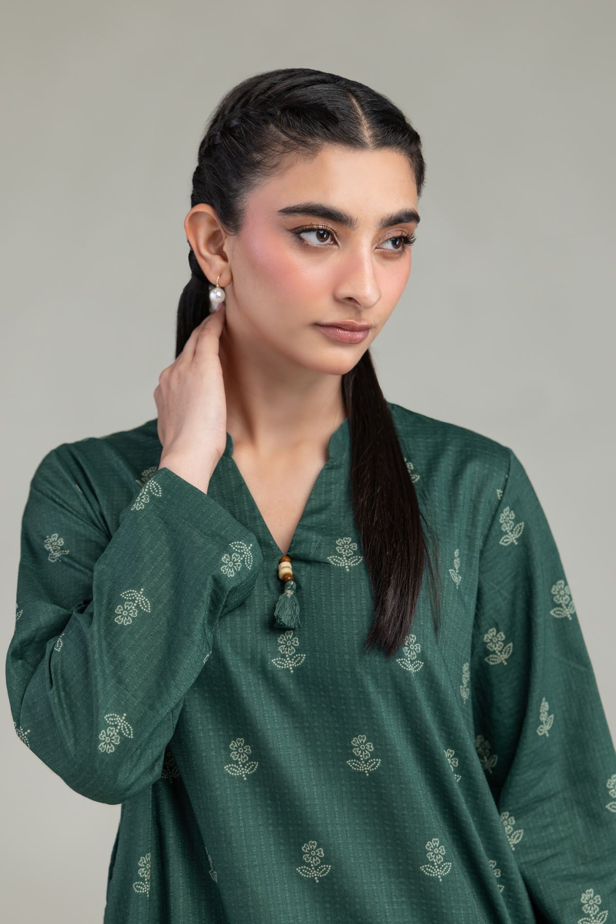 Printed Cotton Dobby Green Cotton Kurta - 1-26-240-A-J1-VG