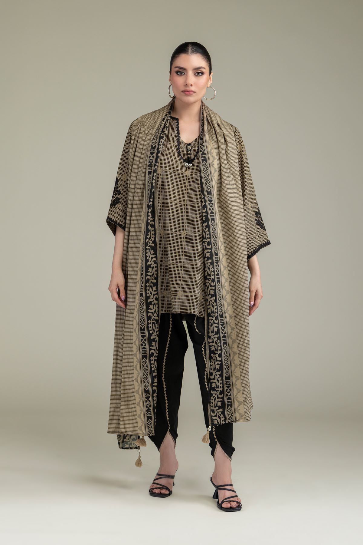 Embroidered Lawn Beige Lawn Dupatta - 1-26-238-A-E1-VG
