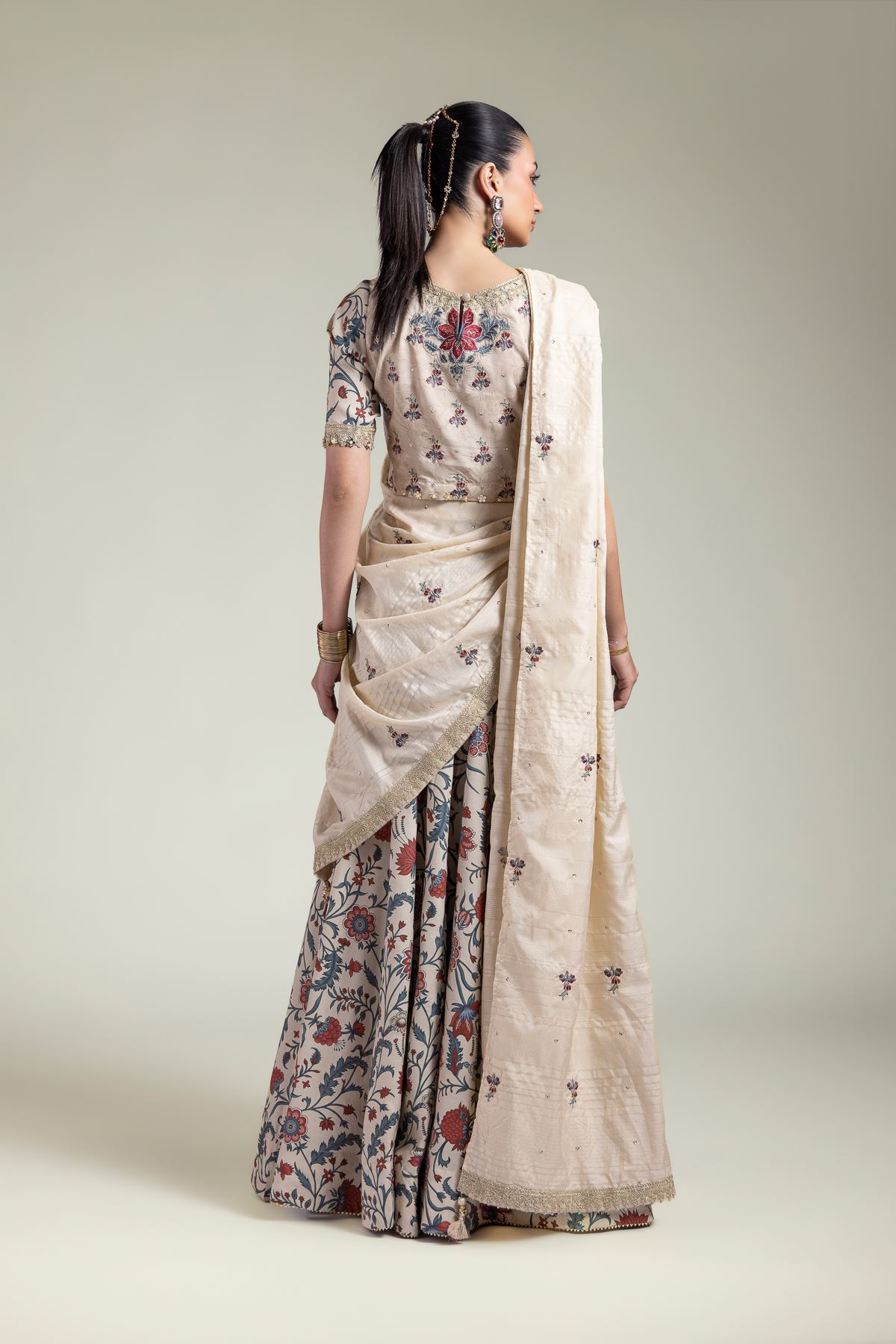 Embroidered Raw Silk Lehenga Choli Set - A22-26-218FJ1-VG