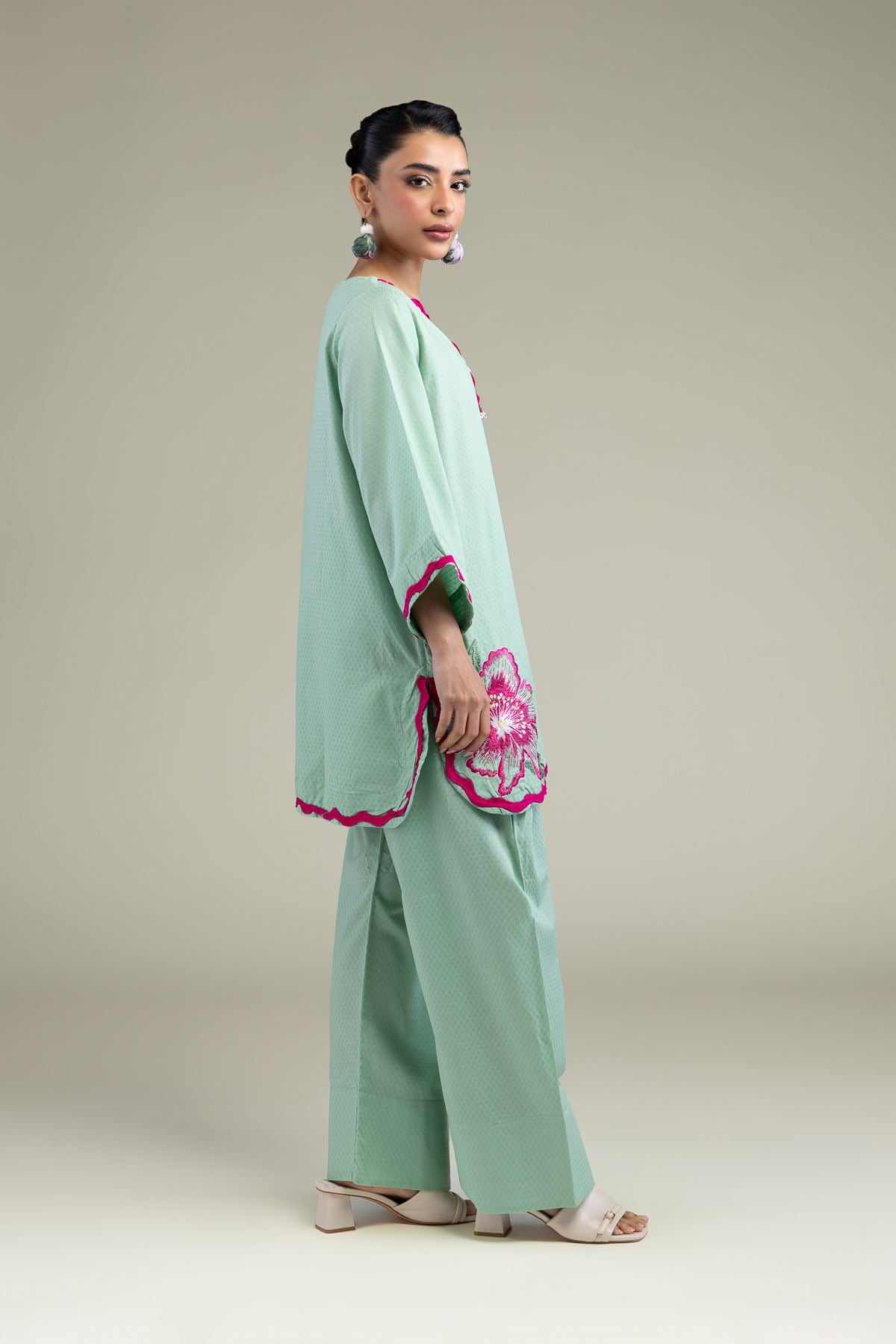 Embroidered Cotton Dobby Floral Mint Shalwar - 1-26-247-A-J1-VG