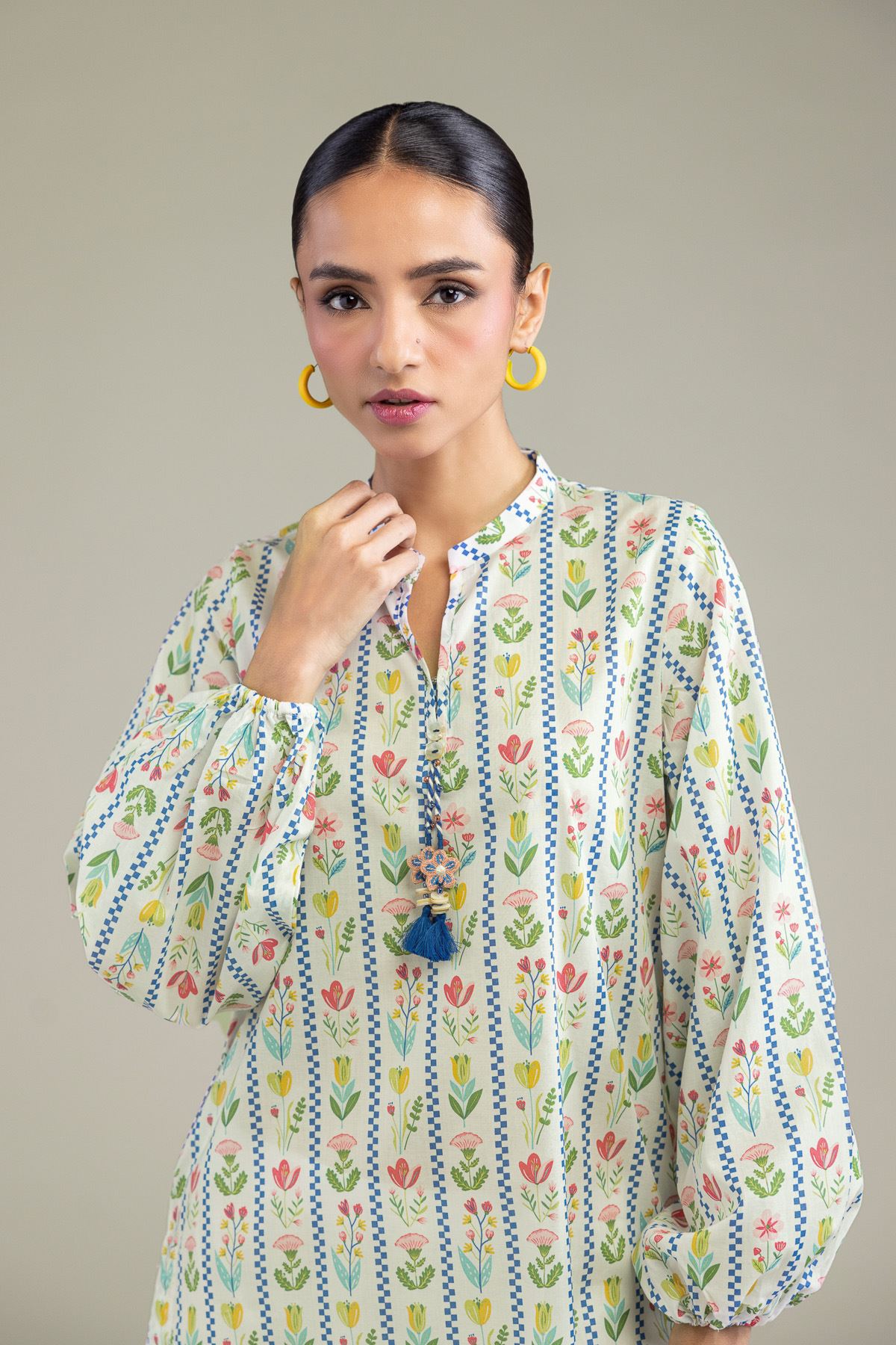 Printed Cambric Floral Cambric Kurta - 1-26-213-A-B1-VG