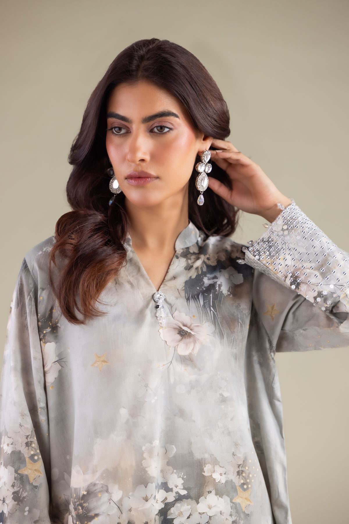 Embroidered Raw Silk Floral Embellished Kurta - 1-26-115-A-B-VG