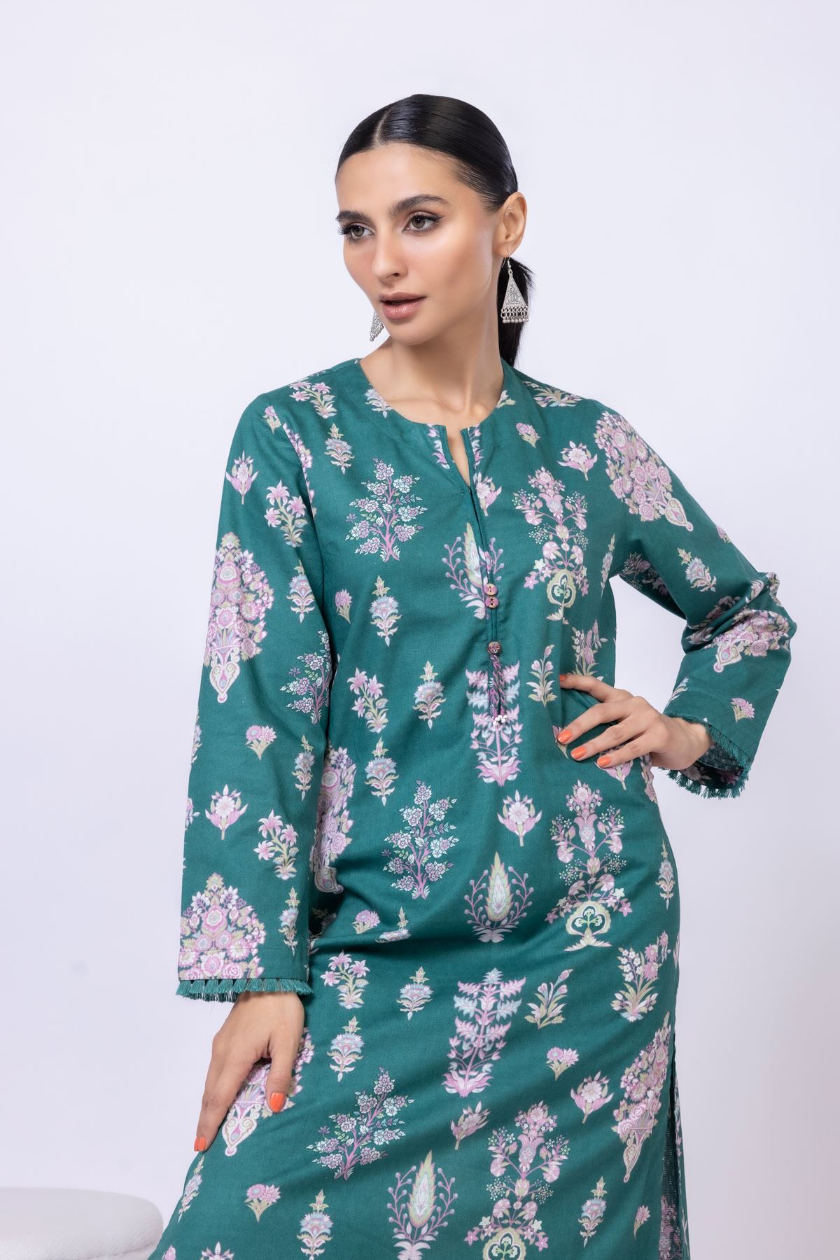 Printed Cotton Dobby Kurta - 25-04E43-01TB-VG