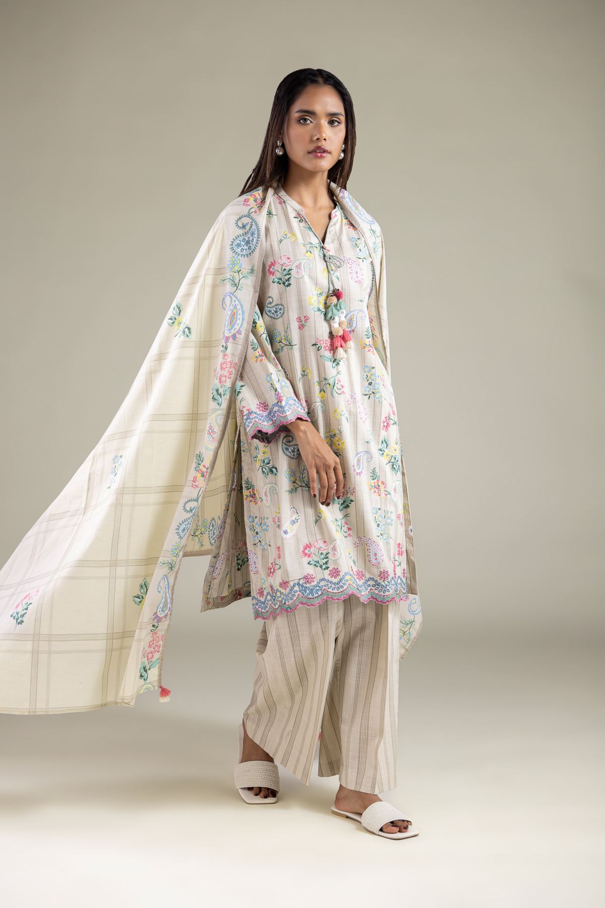 Embroidered Textured Lawn Dupatta - 1-26-123-A-E-VG
