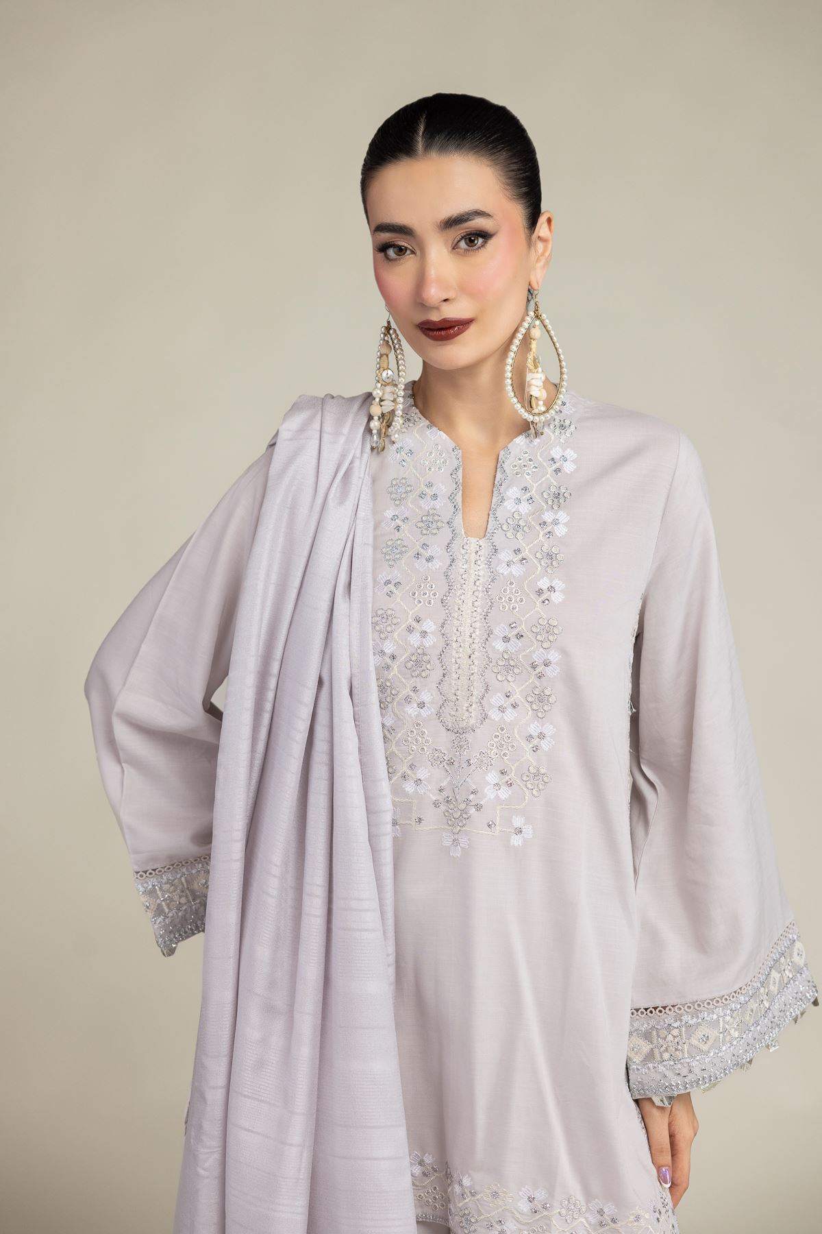 Embroidered Polyester Silk Polyester Silk Dupatta - 2-26-207-A-C1-VG