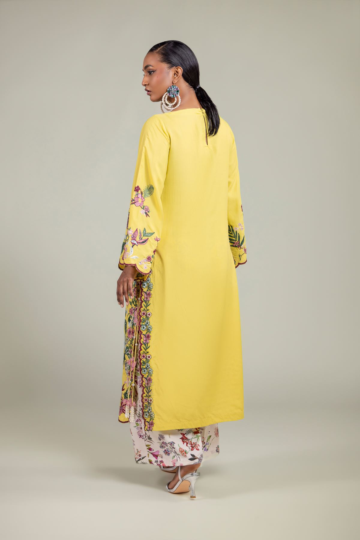 Raw Silk Floral Silk Kurta - 1-26-137-A-C-VG