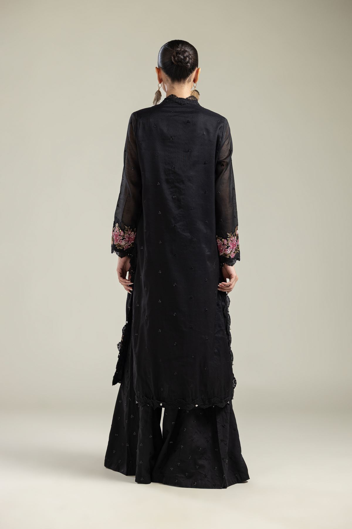 Paper Silk Black Silk Kurta - 2-26-215-A-G-VG