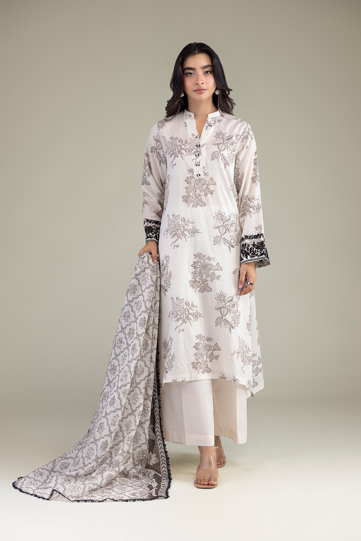 Embroidered Cambric Fabrics 3 Piece - T-A33-26-207FD1-VG
