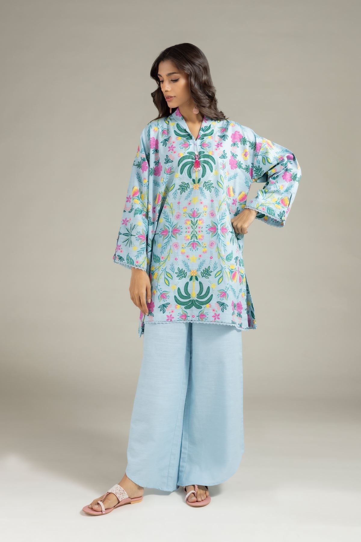 Dyed Heavy Textured Cotton Pants - EET24547B-VG