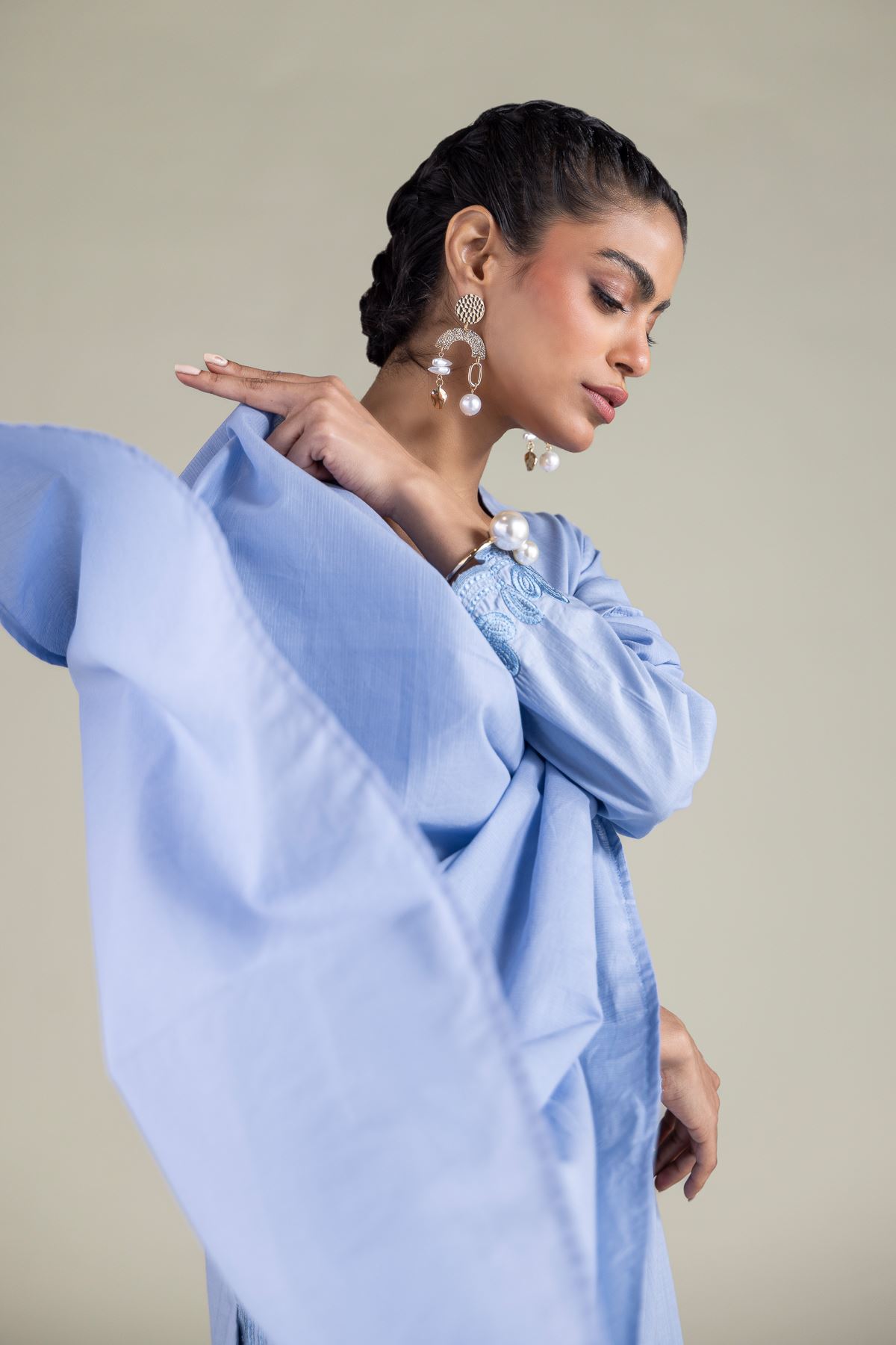 Embroidered Textured Cotton Solid Dupatta - 1-26-108-A-F-VG