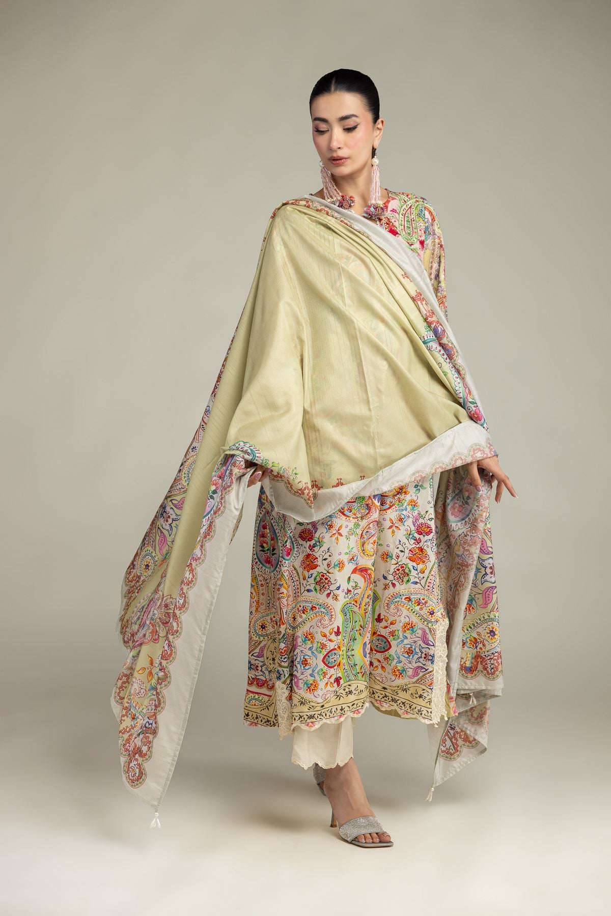 Embroidered Polyester Silk Silk Paisley Dupatta - 2-26-212-A-C1-VG