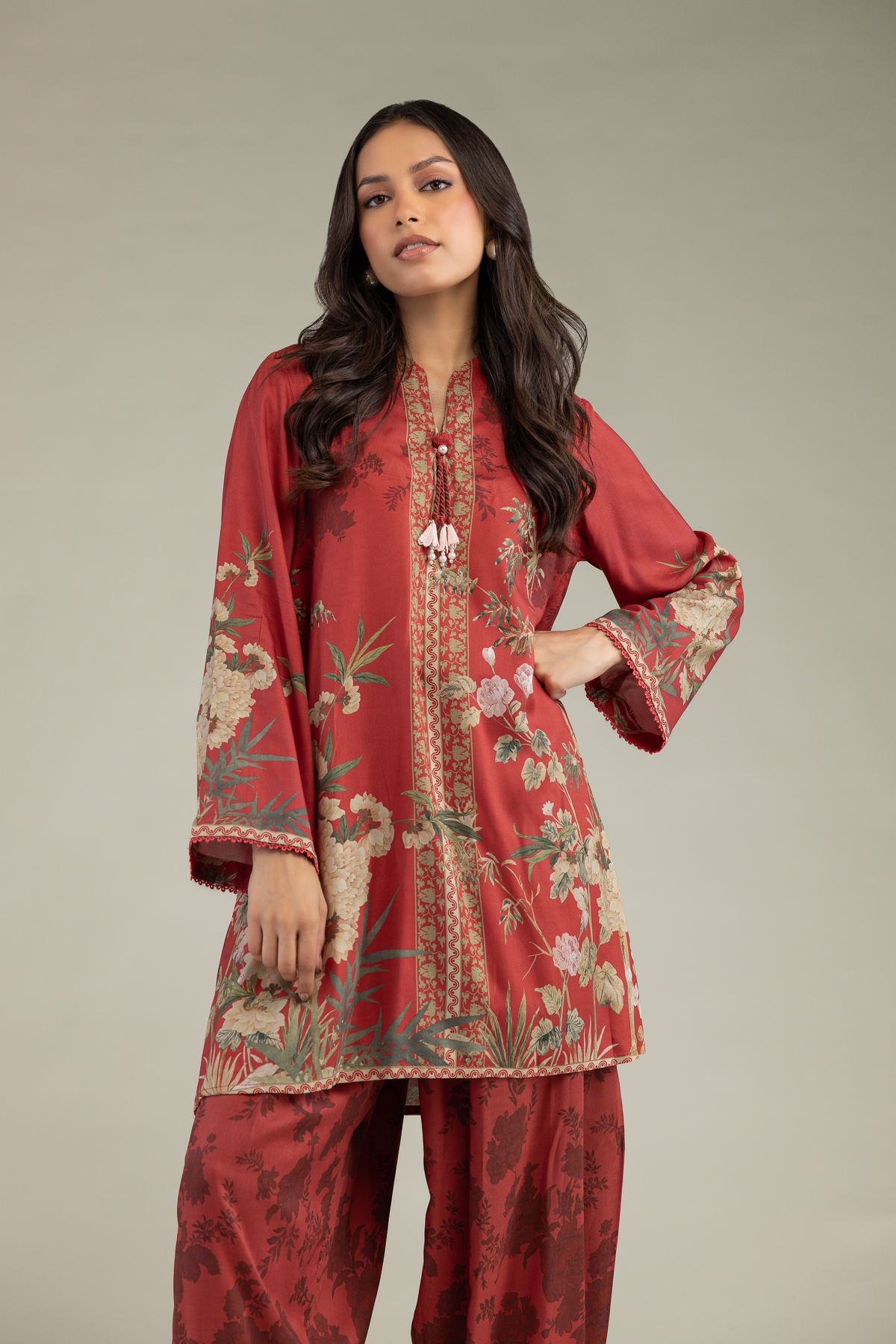 Printed Viscose Floral Printed Kurta - T-CHD09B-R-VG