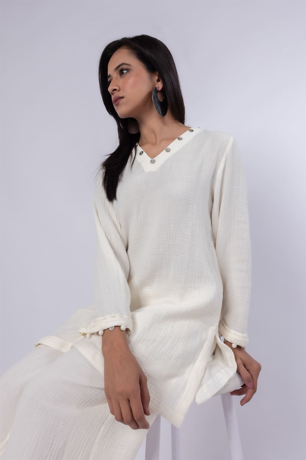 Dyed Cheese Cloth Kurta - 25-10-11E12-03TB-VG