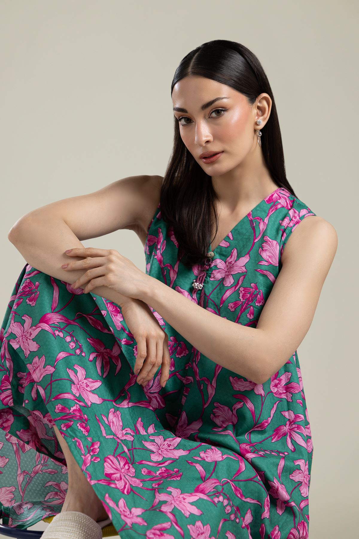 Printed Cotton Dobby Sleeveless Cotton Kurta - 2-26-202-A-A-VG