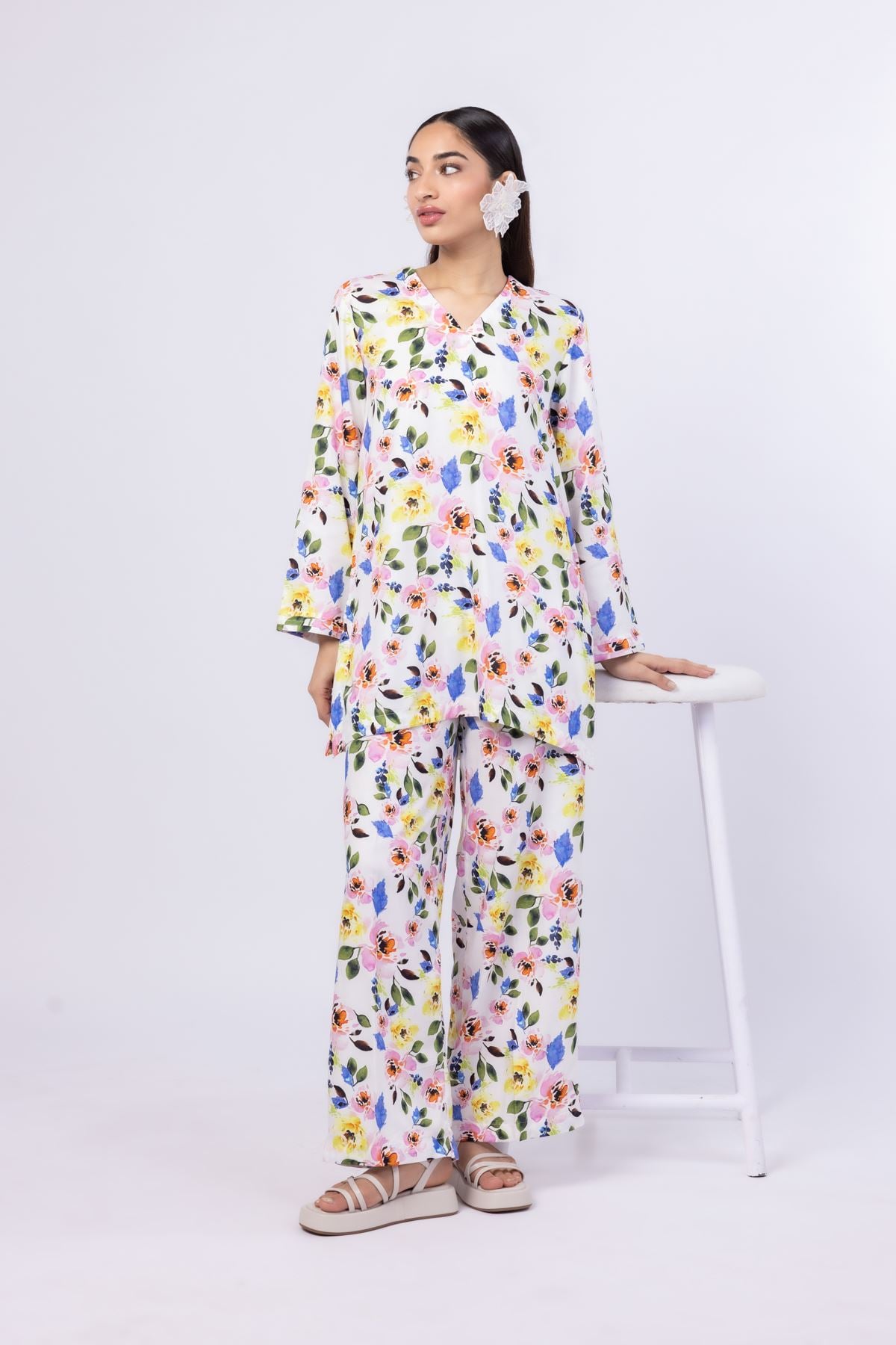 Printed Viscose Plain Weave Kurta - 25-09-10E2-12TA-VG