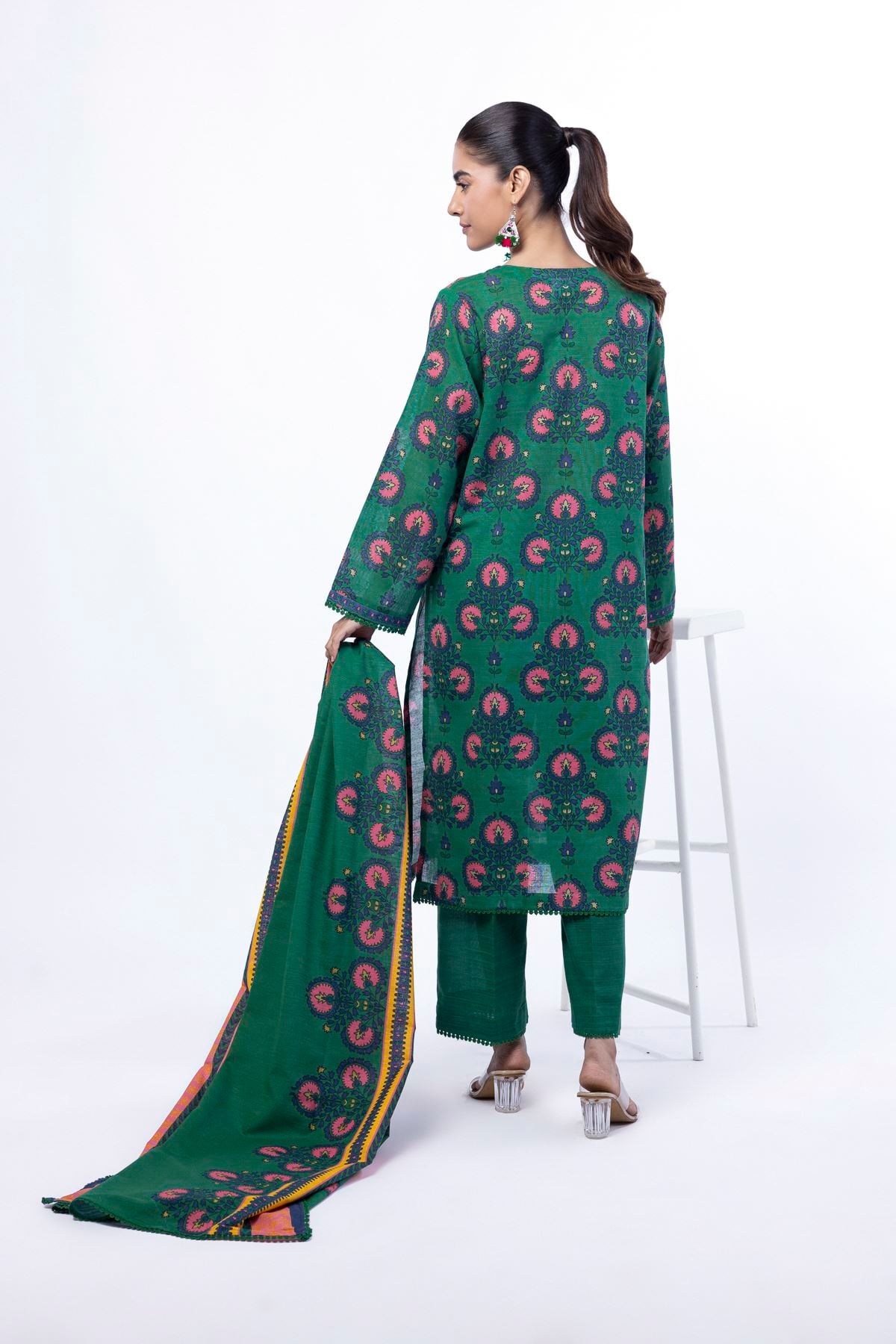 Printed Light Khaddar Fabrics 3 Piece - CV07A-G-VG